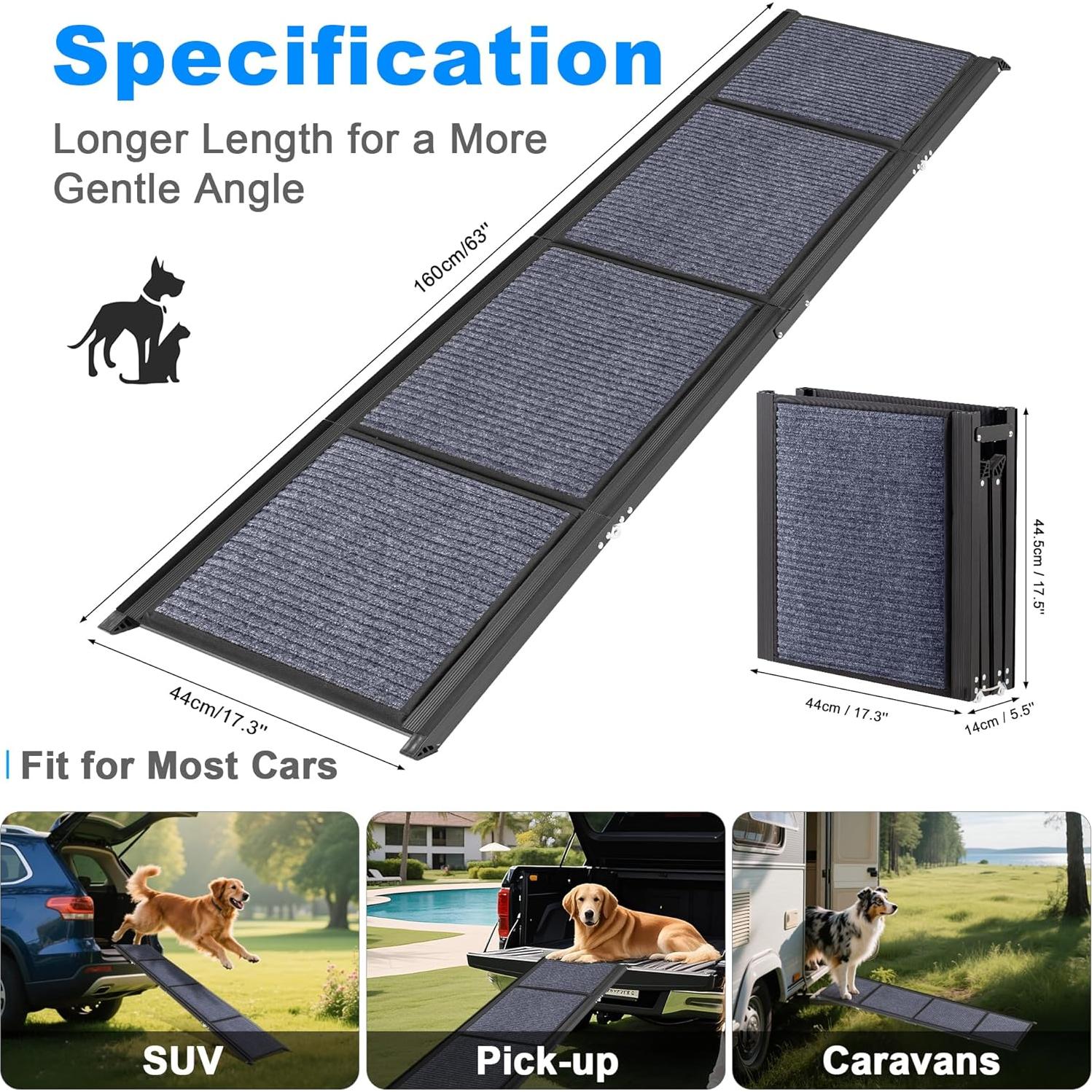 Rampa Plegable para Perros AQUILLA 63" Antideslizante 113.4 kg