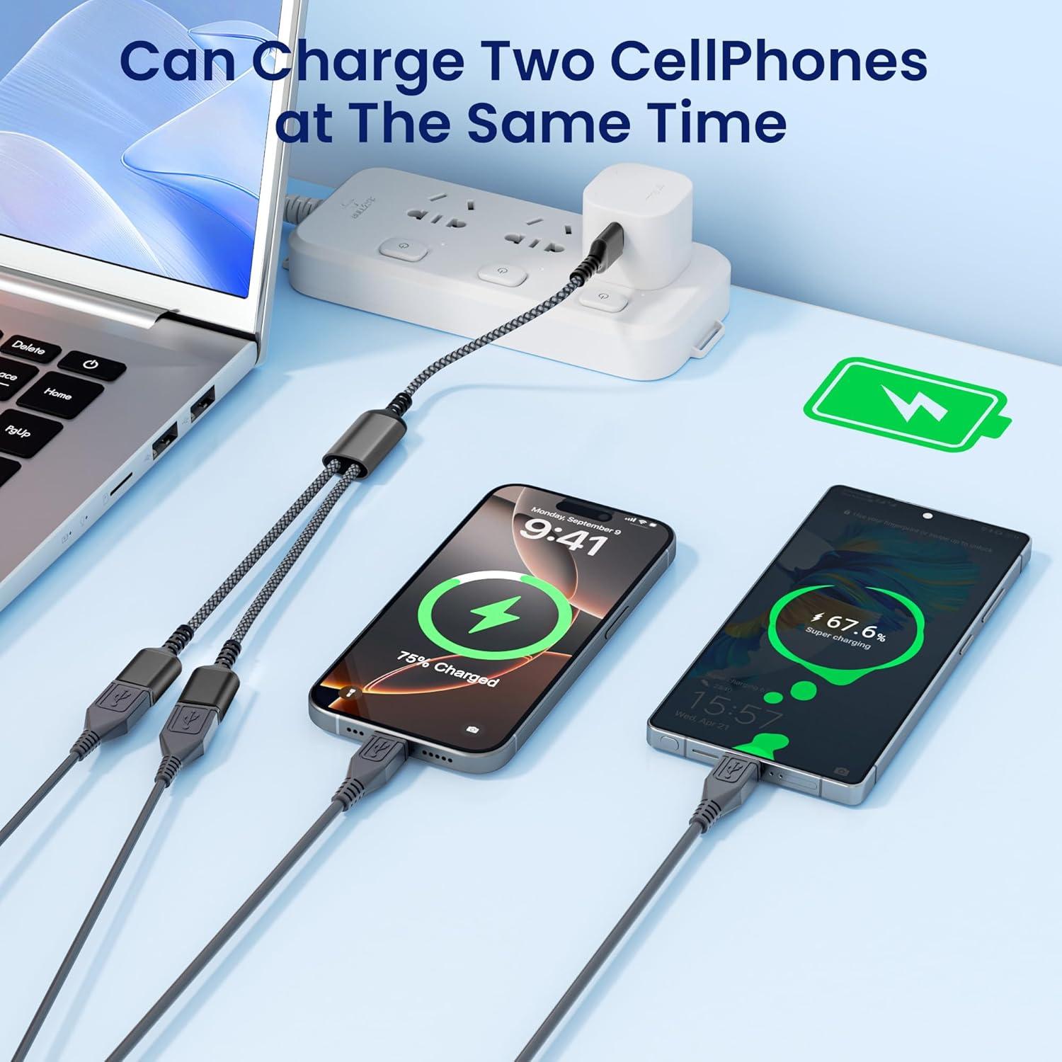 Divisor USB-A Itramax 30.48CM Doble Puerto Extensor Negro