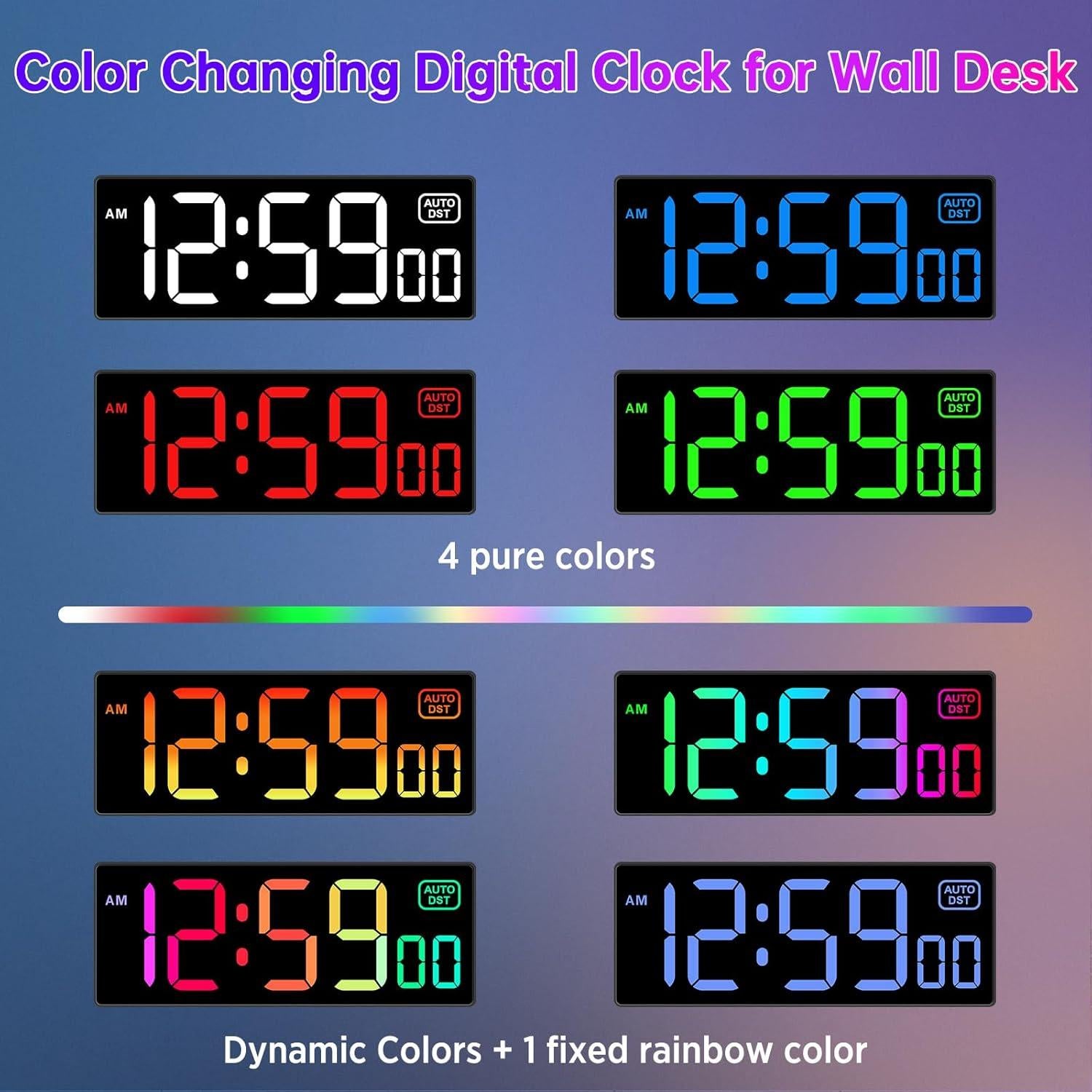 Reloj de Pared Digital LED Soobest 10.2" RGB con Segundos