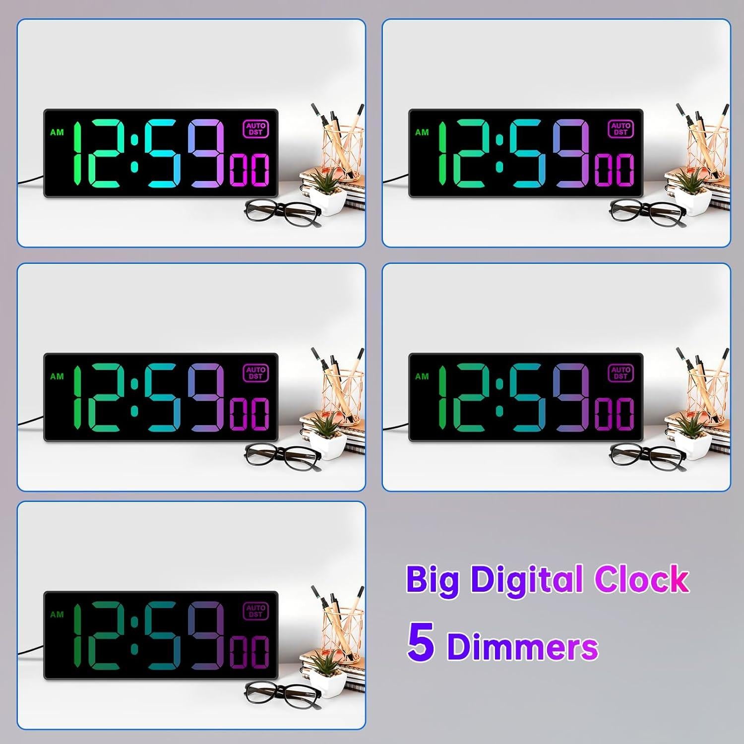 Reloj de Pared Digital LED Soobest 10.2" RGB con Segundos