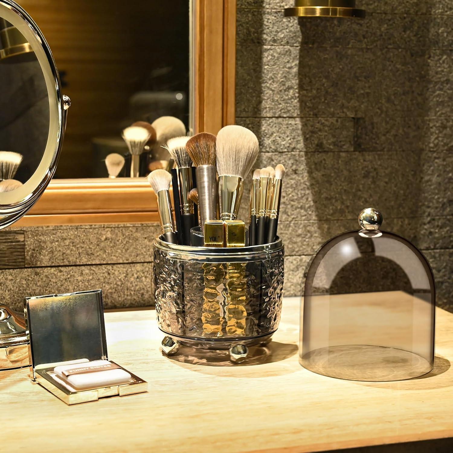 Soporte para Brochas de Maquillaje Hoosel 360° Rotatorio Verde Grisáceo