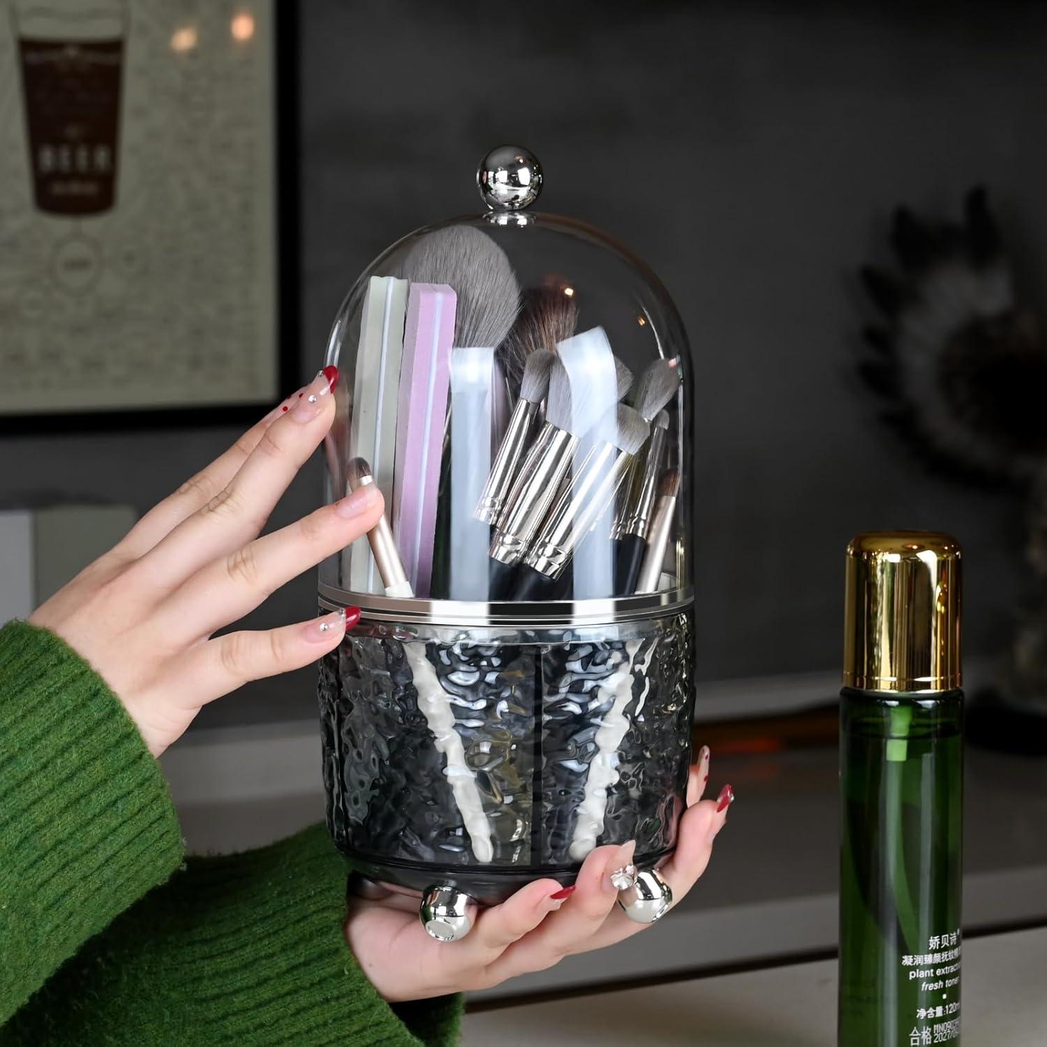 Soporte para Brochas de Maquillaje Hoosel 360° Rotatorio Verde Grisáceo