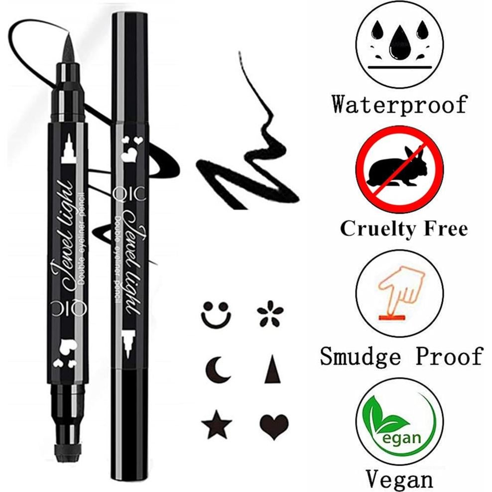 Set de Delineadores Go Ho con 6 Sellos de Formas - Negro