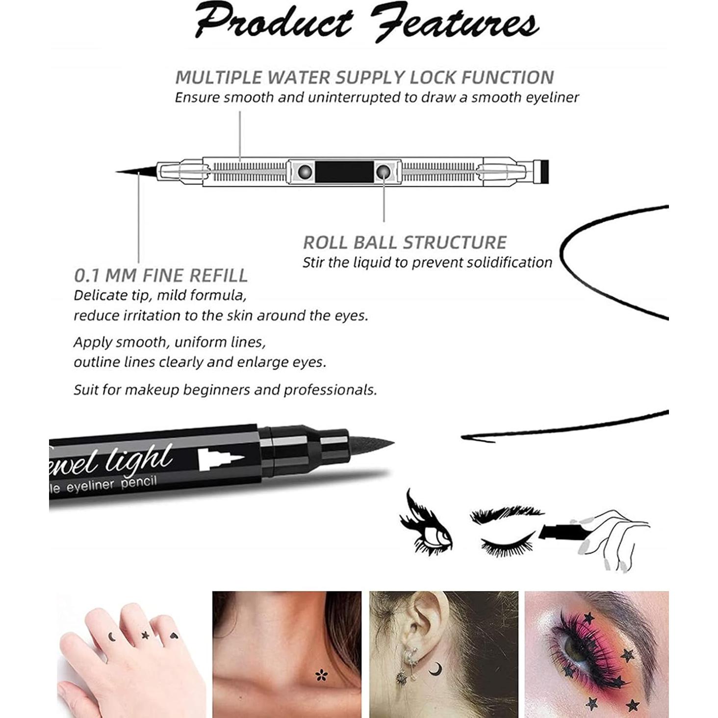 Set de Delineadores Go Ho con 6 Sellos de Formas - Negro