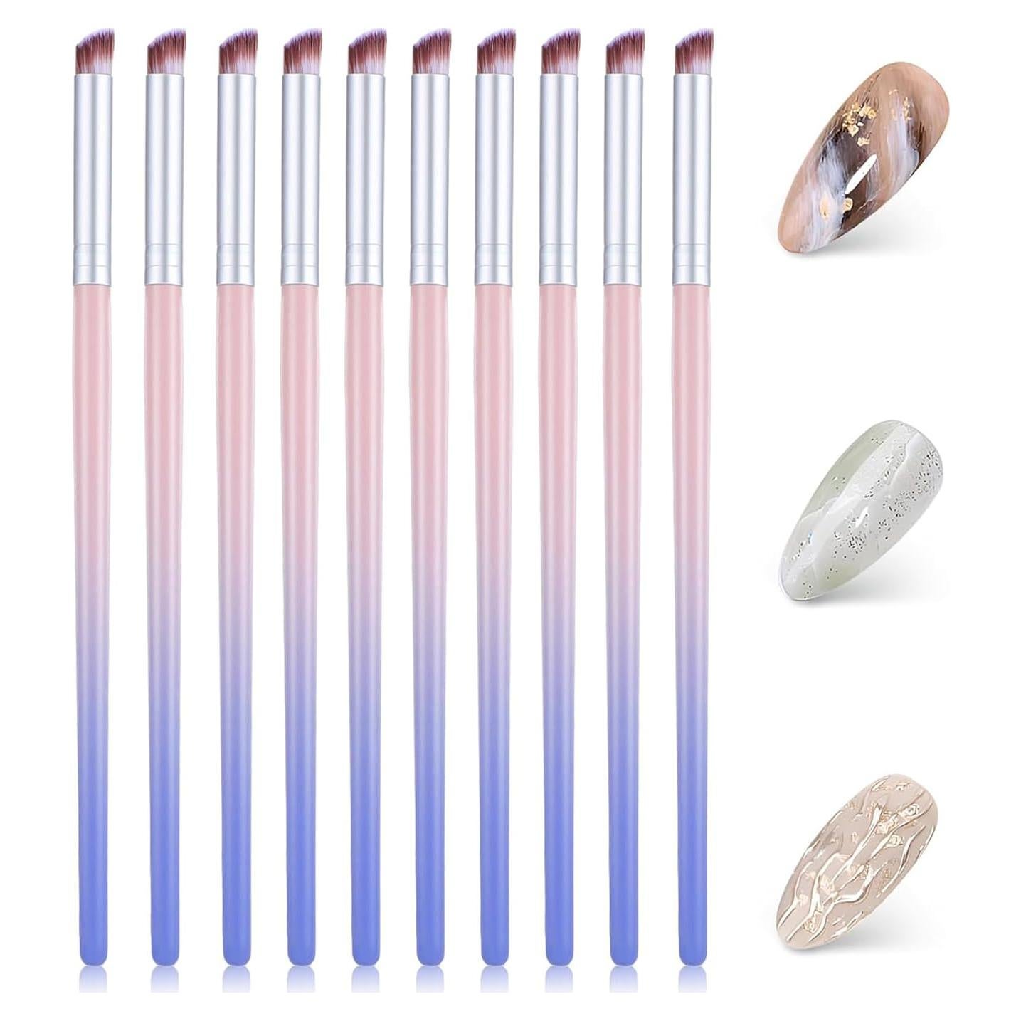 10 Pinceles de Arte de Uñas Ombre METOOLS - Degradado Azul