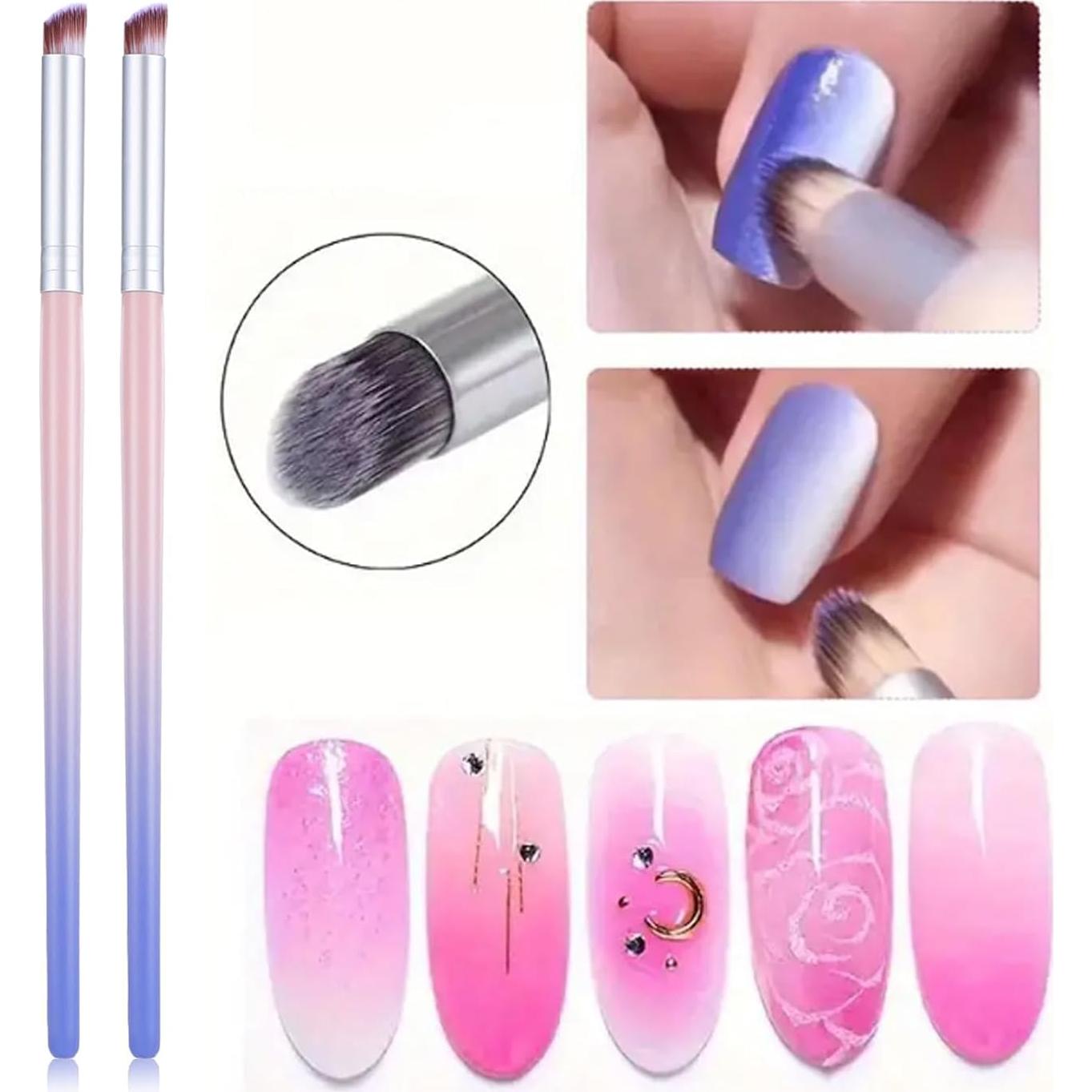 10 Pinceles de Arte de Uñas Ombre METOOLS - Degradado Azul