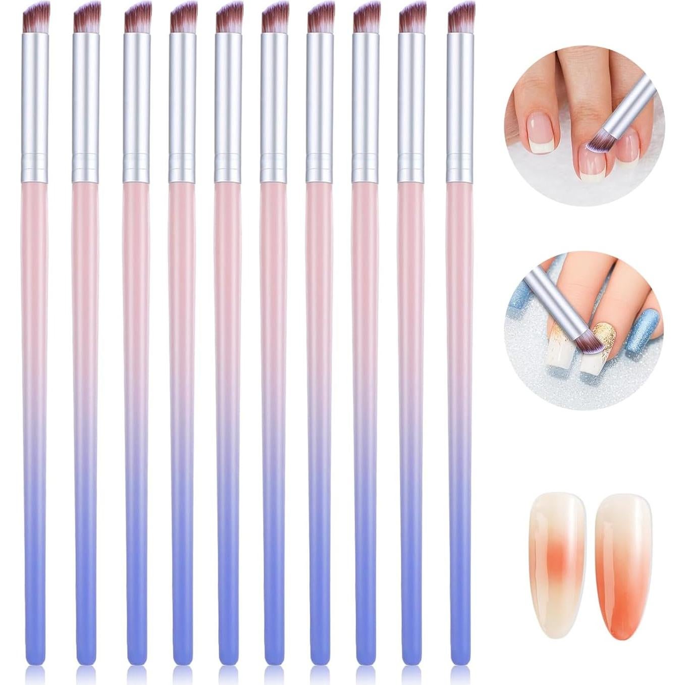 10 Pinceles de Arte de Uñas Ombre METOOLS - Degradado Azul