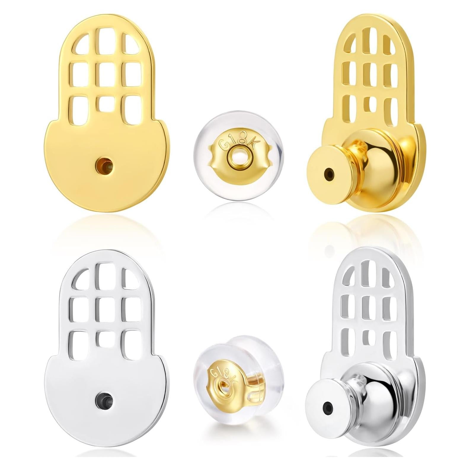 Respaldos de Aretes Hazifes 12mm Baño de Oro 6 Pcs Multicolor