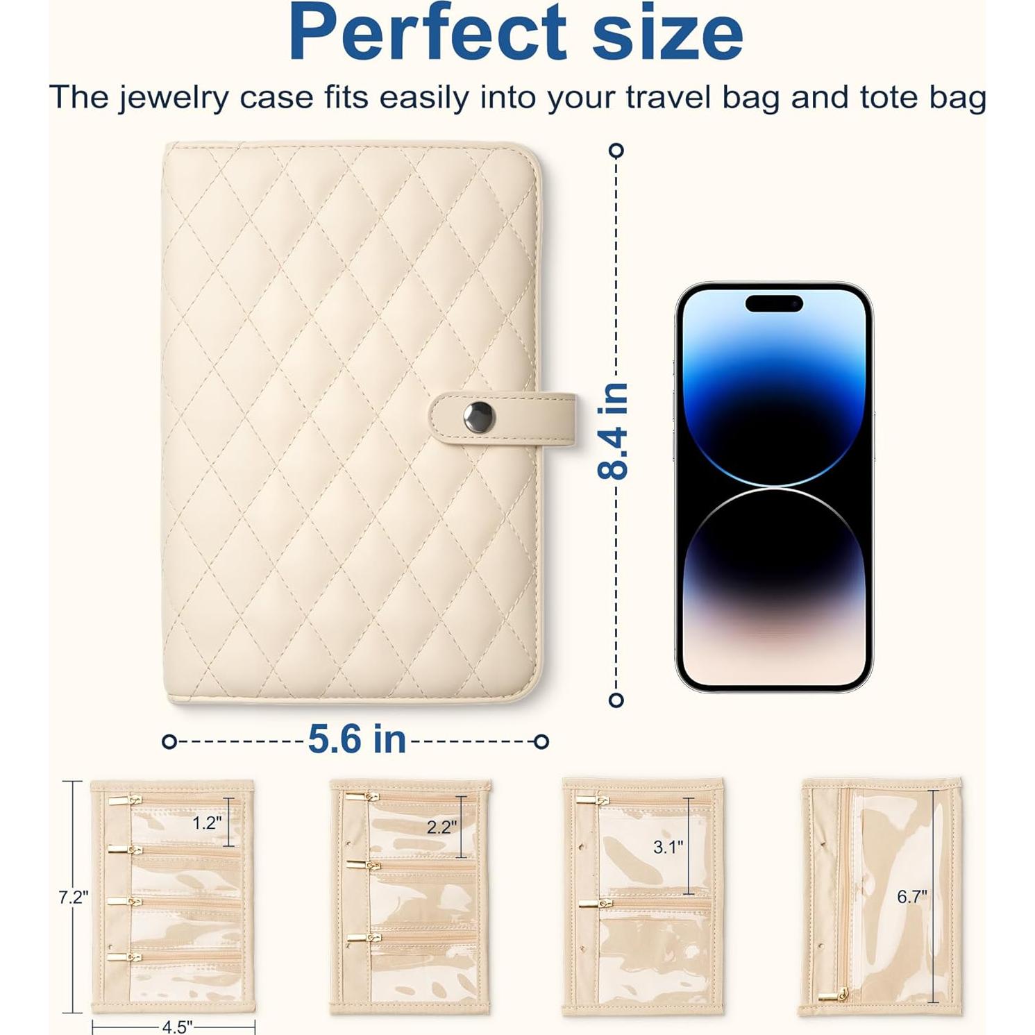 Organizador de Joyería de Viaje CarryWise Beige con Terciopelo