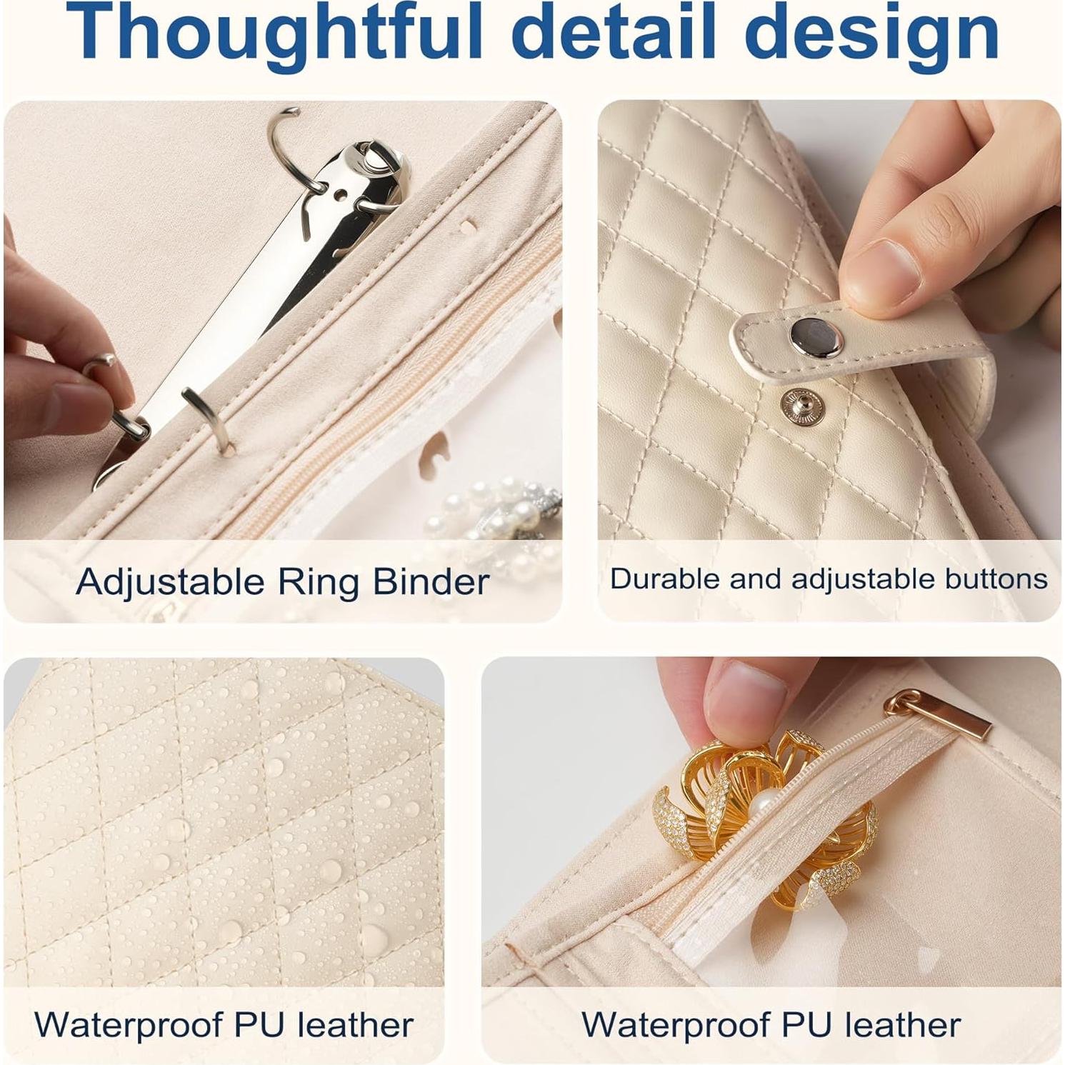 Organizador de Joyería de Viaje CarryWise Beige con Terciopelo