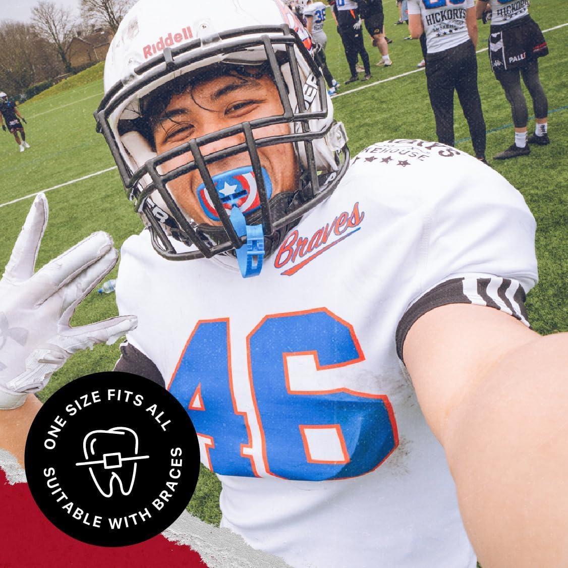 Protector Labial Safejawz Capitán América para Fútbol y Lacrosse