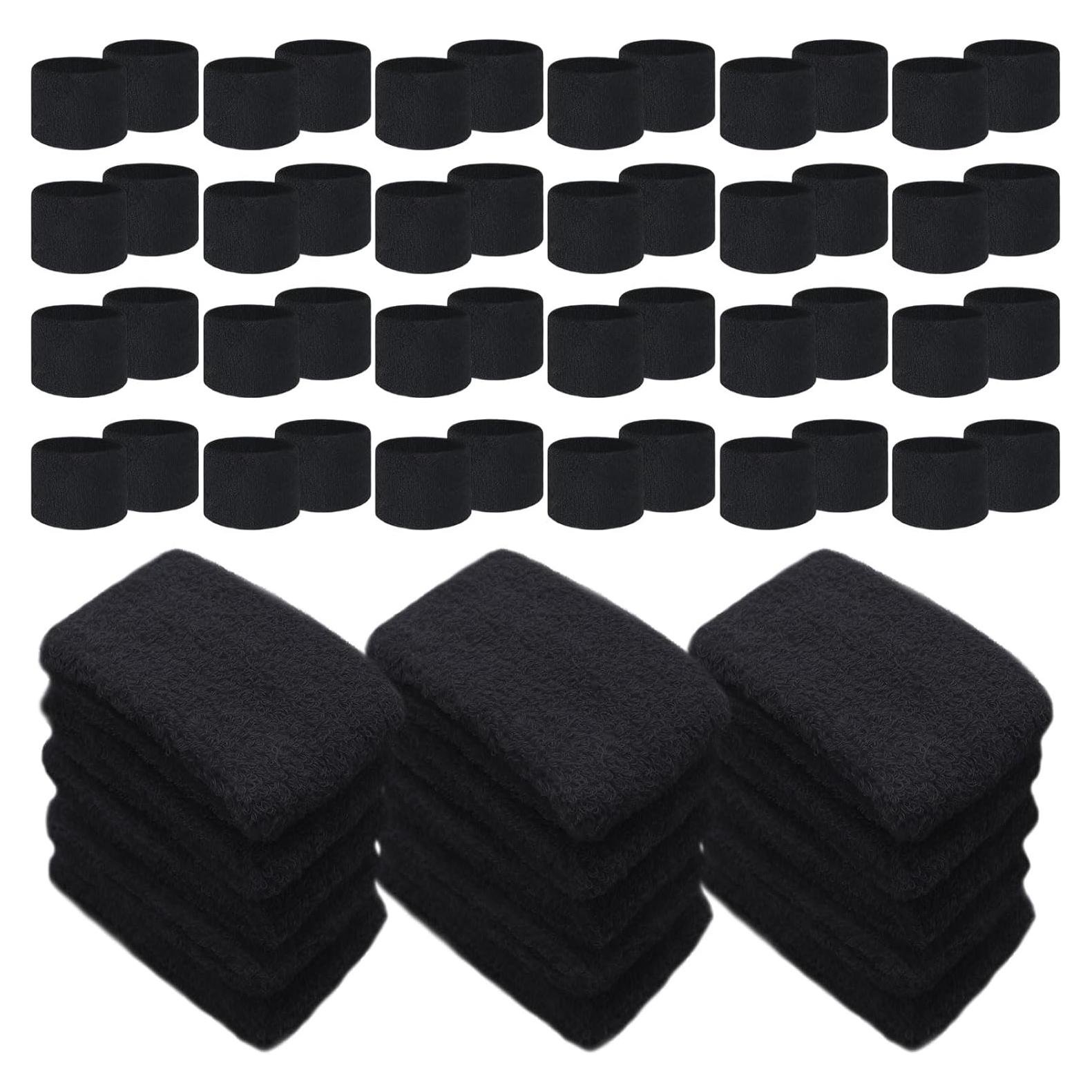 Lounsweer 72 Pulseras Deportivas Negras para Niños - Muñequera de Algodón