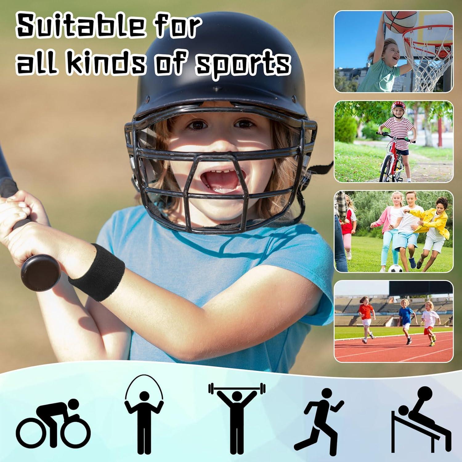 Lounsweer 72 Pulseras Deportivas Negras para Niños - Muñequera de Algodón