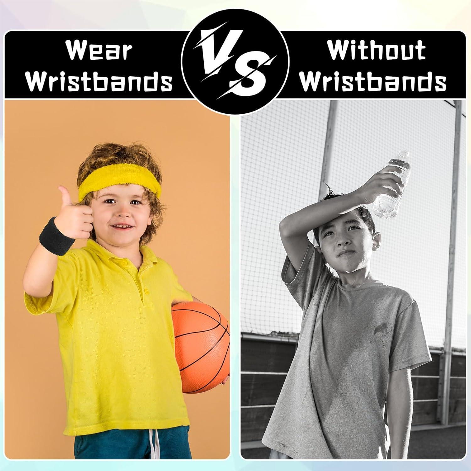 Lounsweer 72 Pulseras Deportivas Negras para Niños - Muñequera de Algodón