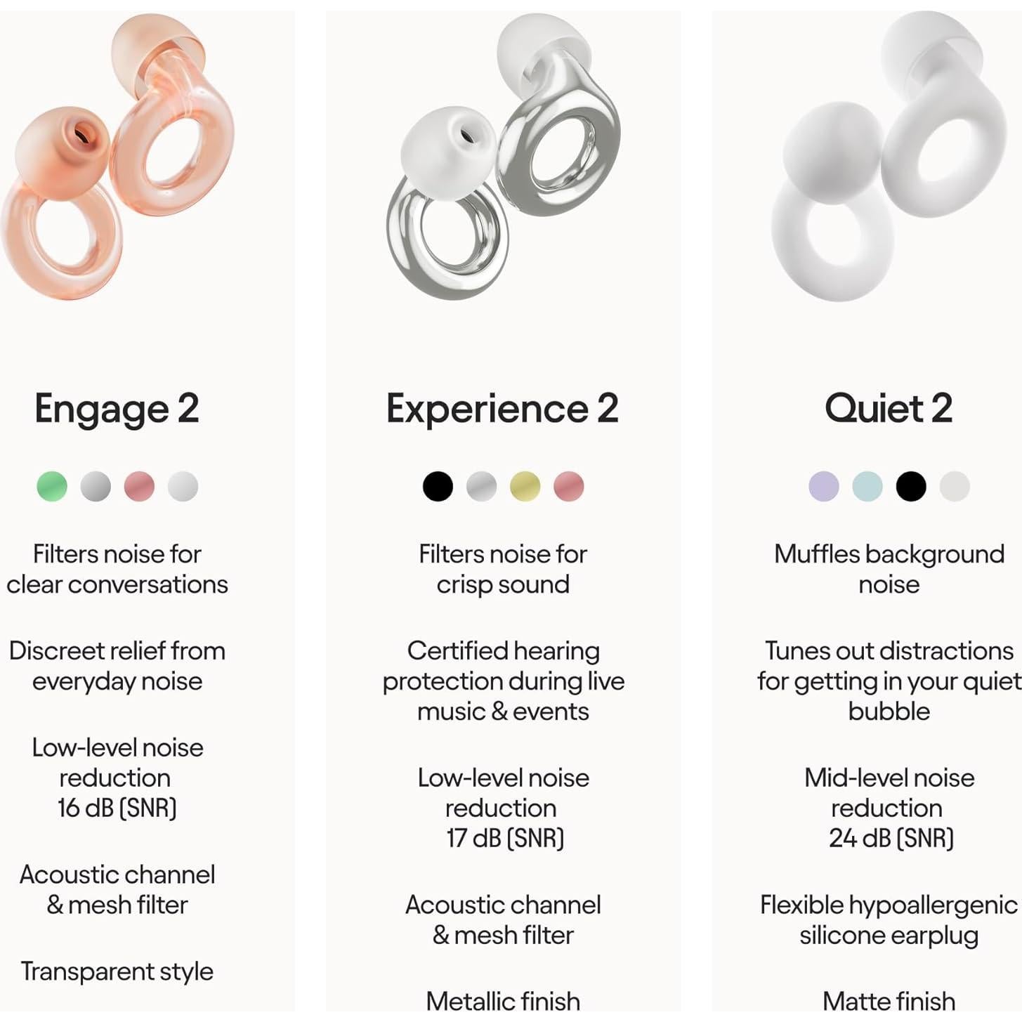 Loop Engage 2 Ear Plugs – Everyday Noise Relief with Clear Speech for Social Gatherings, Work, Conversation, Parenting & Noise Sensitivity – 16 dB Noise Reduction Earplugs