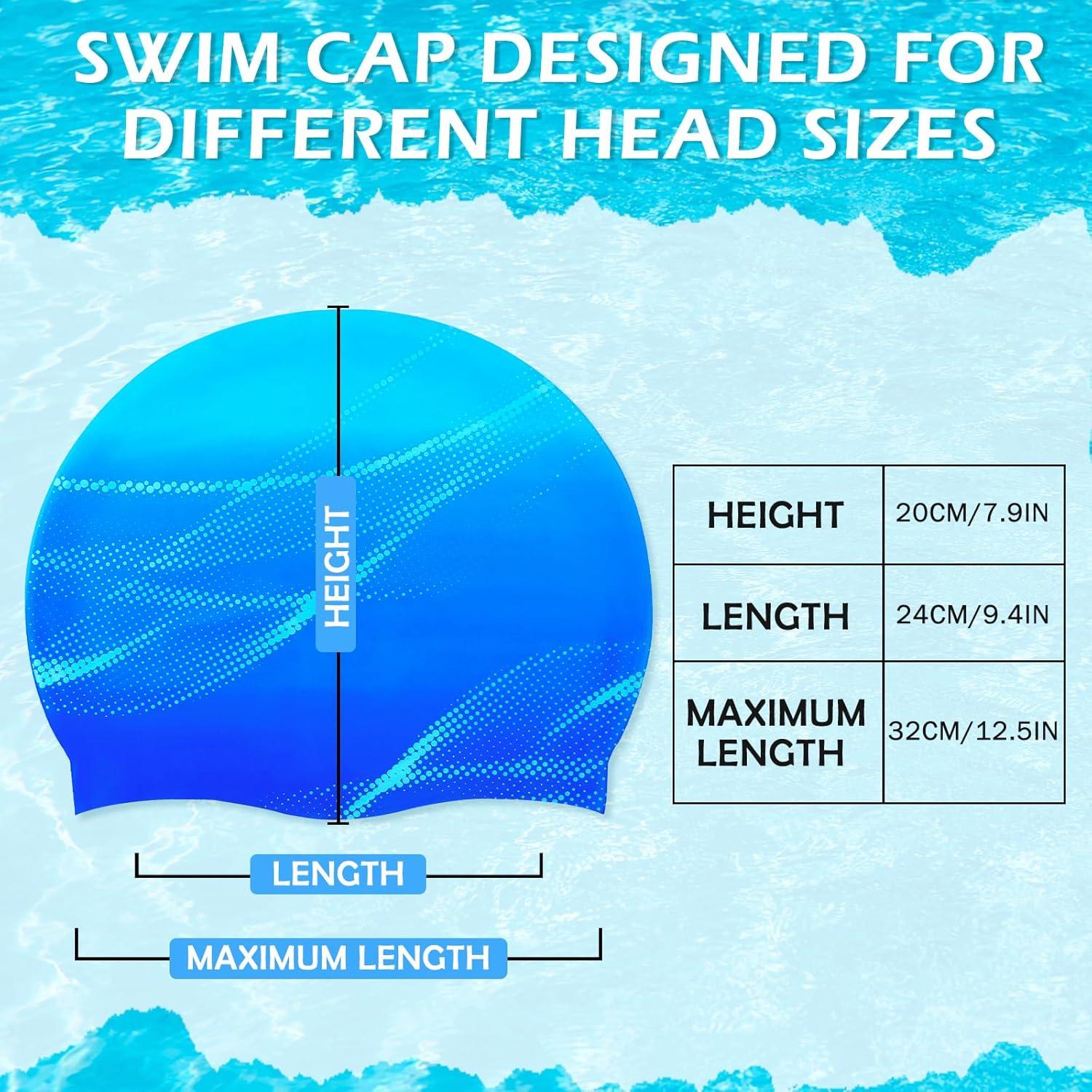 Gorro de natación AuSletie de silicona para mujer - Degradado Azul