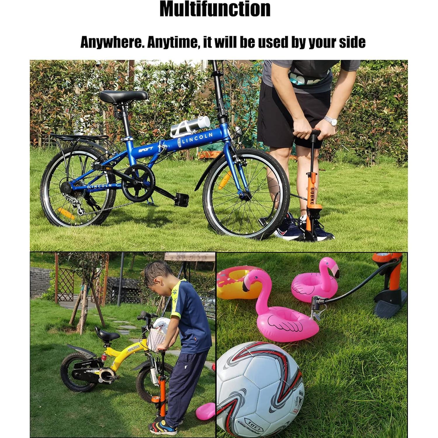 Bomba de Bicicleta GOBKO D2 con Manómetro 160 PSI Negra