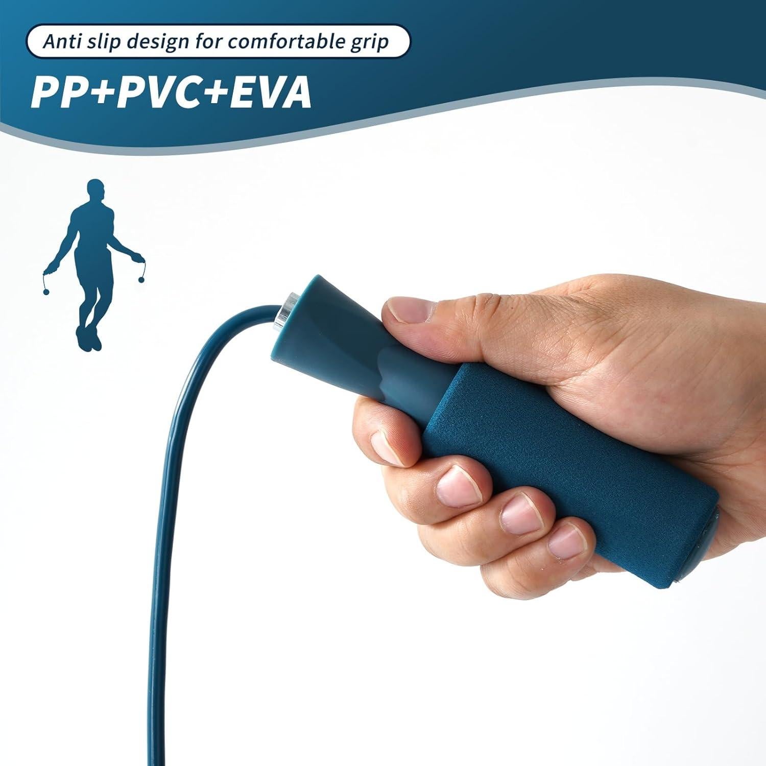 Cuerda de saltar inalámbrica junqixing azul, ajustable, 0.21 kg