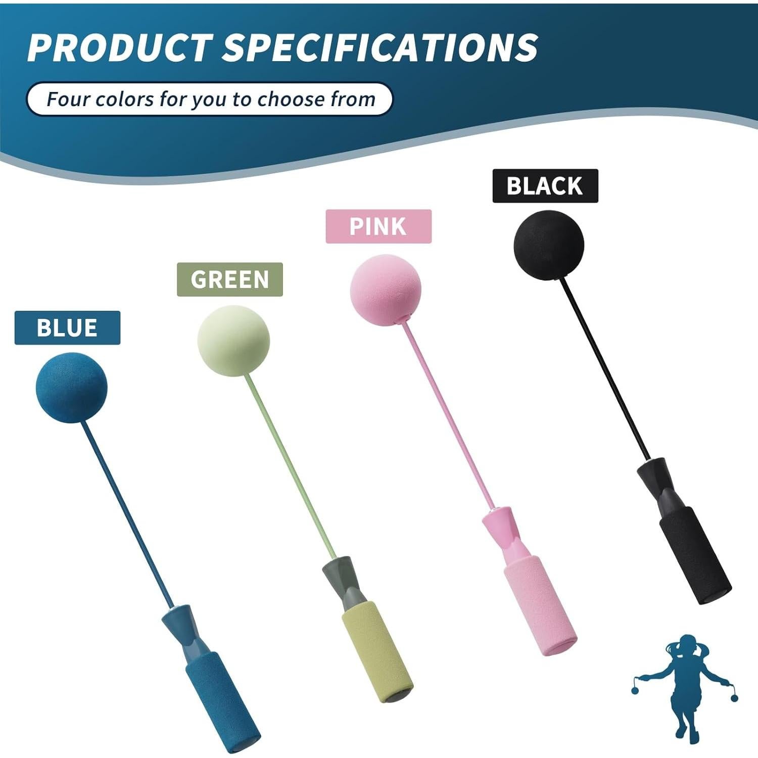 Cuerda de saltar inalámbrica junqixing azul, ajustable, 0.21 kg