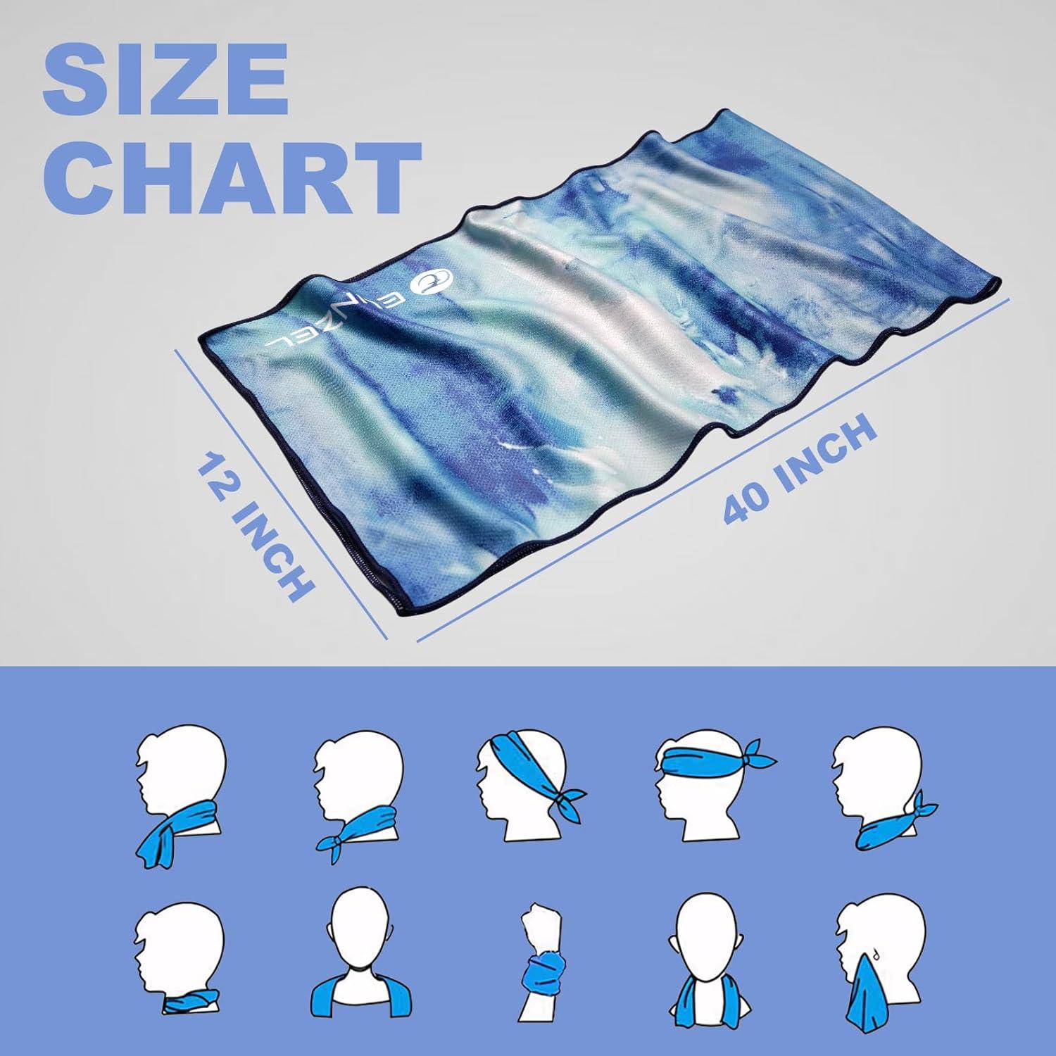 Toalla de Enfriamiento Eunzel 101.6x30.5cm Microfibra Azul