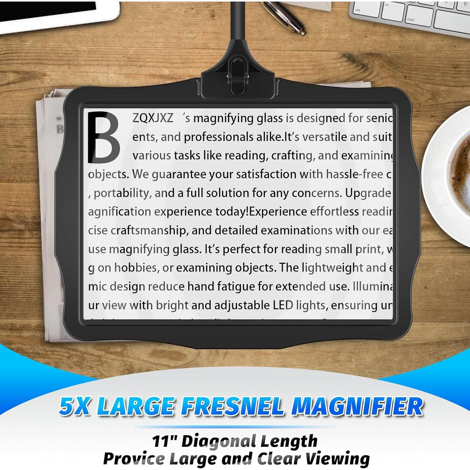 Lupa recargable HQGZQL 5X con luz LED y soporte flexible