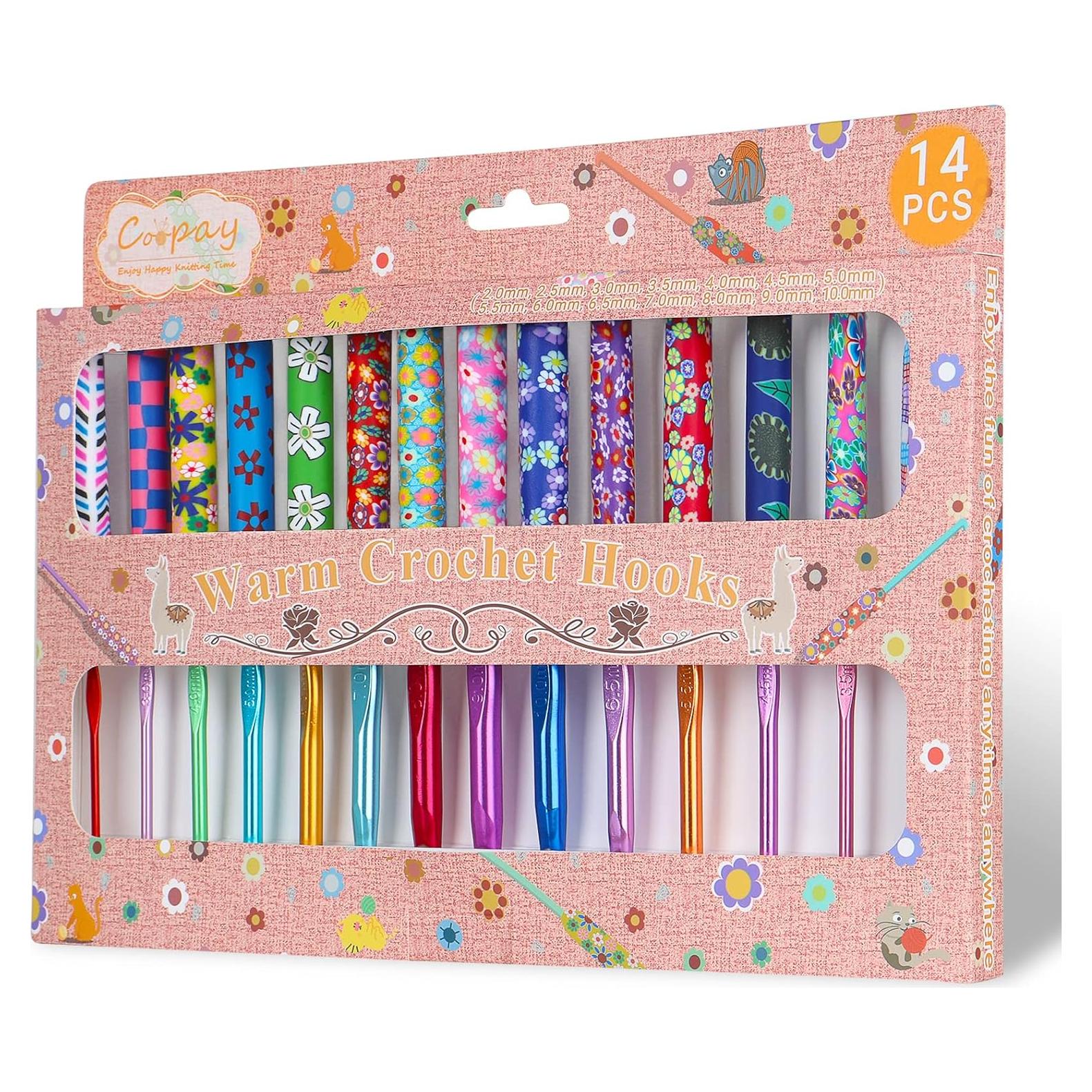 Juego de Ganchillos Coopay 14 Piezas 2mm a 10mm Aluminio