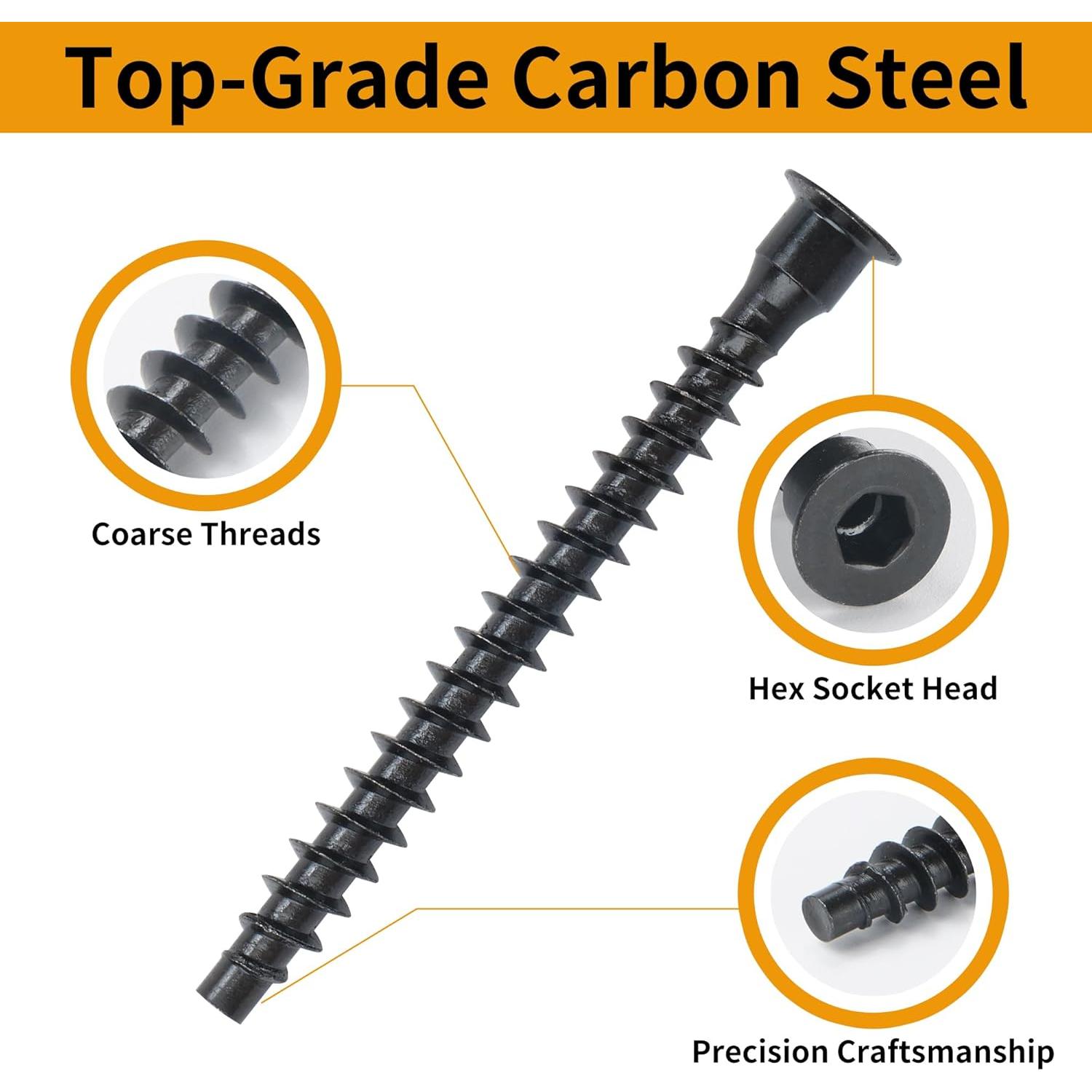 Tornillos Confirmat M5 x 30mm YaaYii Negros 20 Pcs Acero