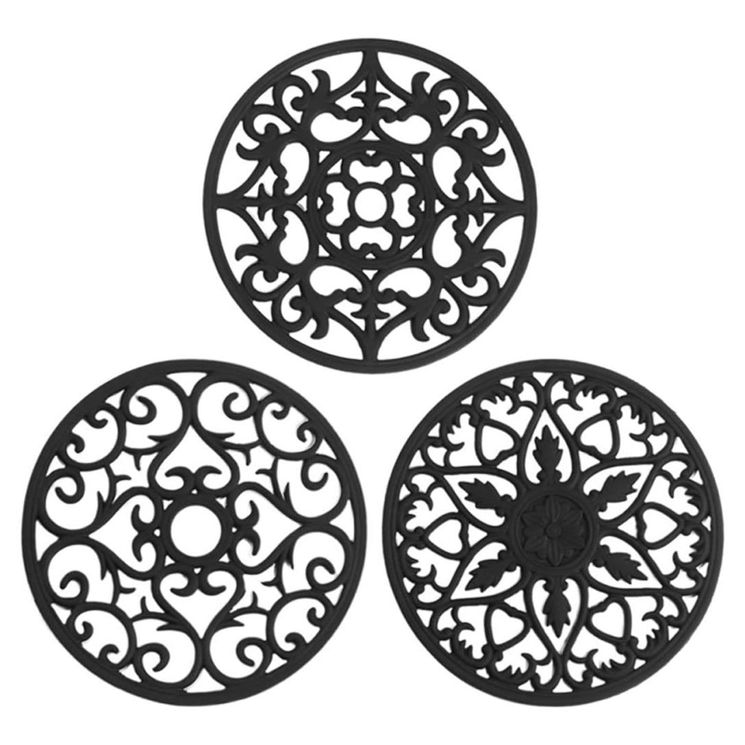Trivet de Silicona Antideslizante Colinda - Juego de 3, Negro