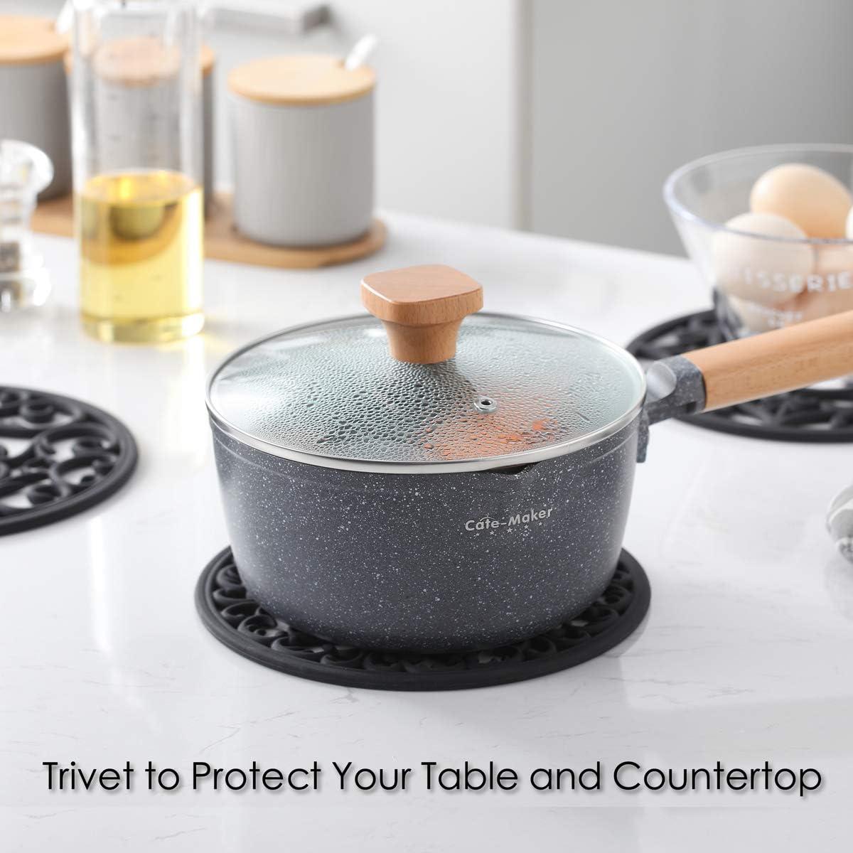 Trivet de Silicona Antideslizante Colinda - Juego de 3, Negro