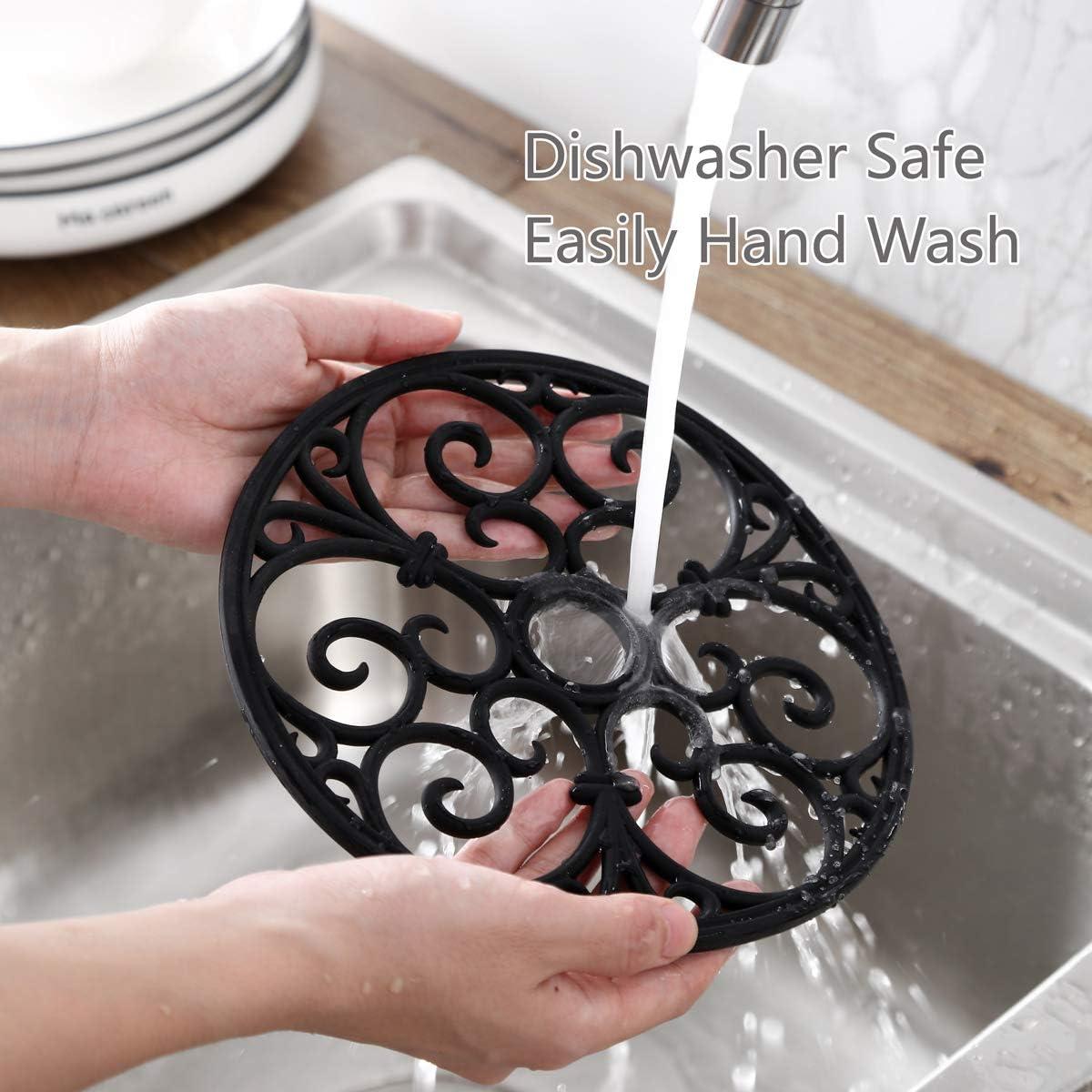 Trivet de Silicona Antideslizante Colinda - Juego de 3, Negro