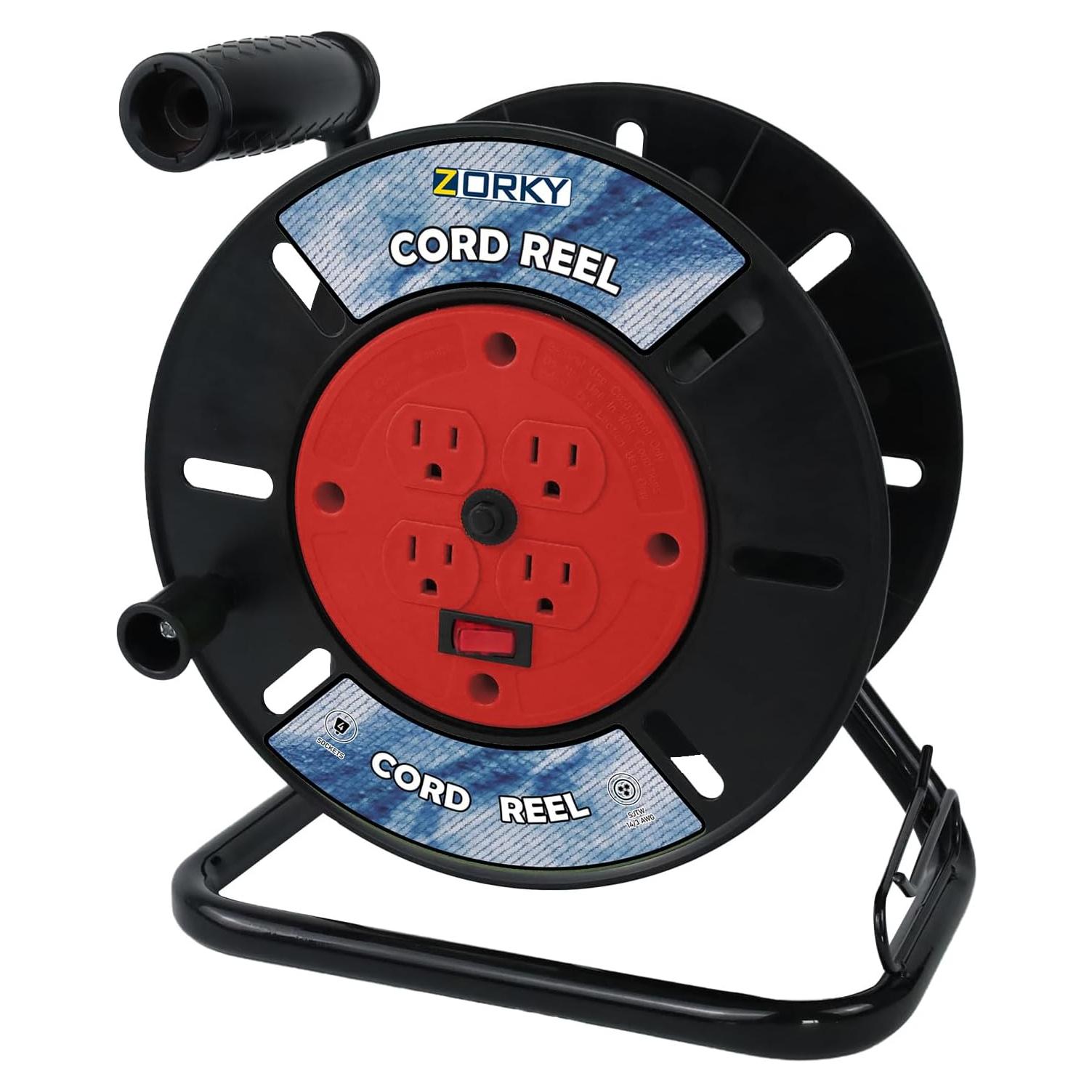 Carrete de Almacenamiento de Cables Zorky 30.48m 4 Salidas