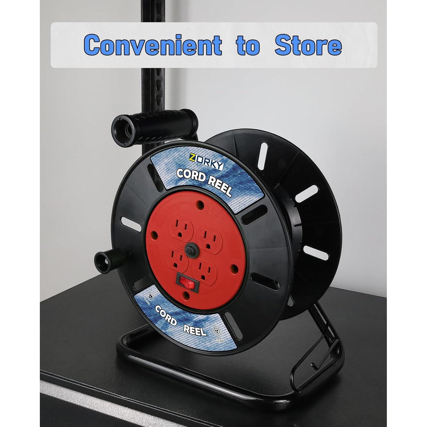 Carrete de Almacenamiento de Cables Zorky 30.48m 4 Salidas
