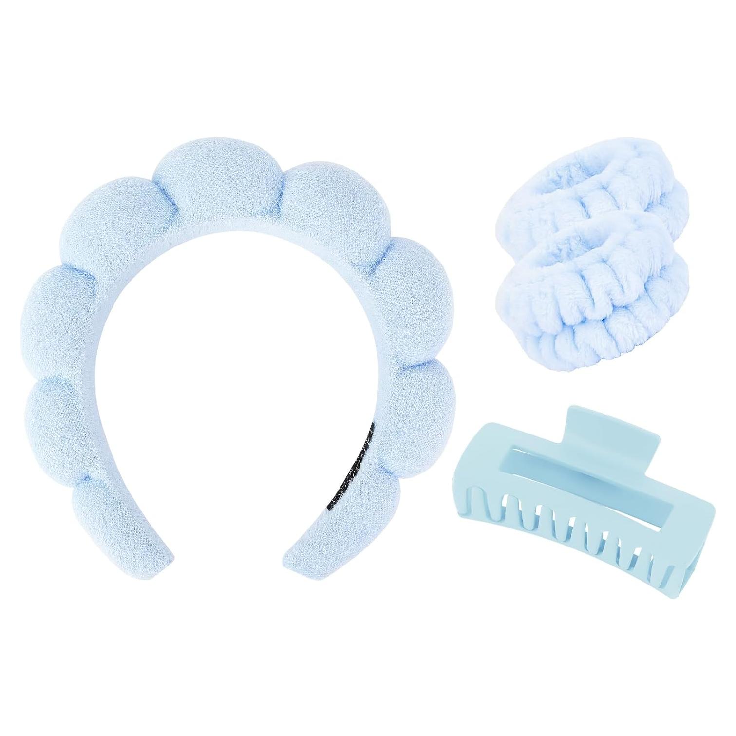 Conjunto Diadema y Pulseras Wecoe Azul para Cuidado Facial