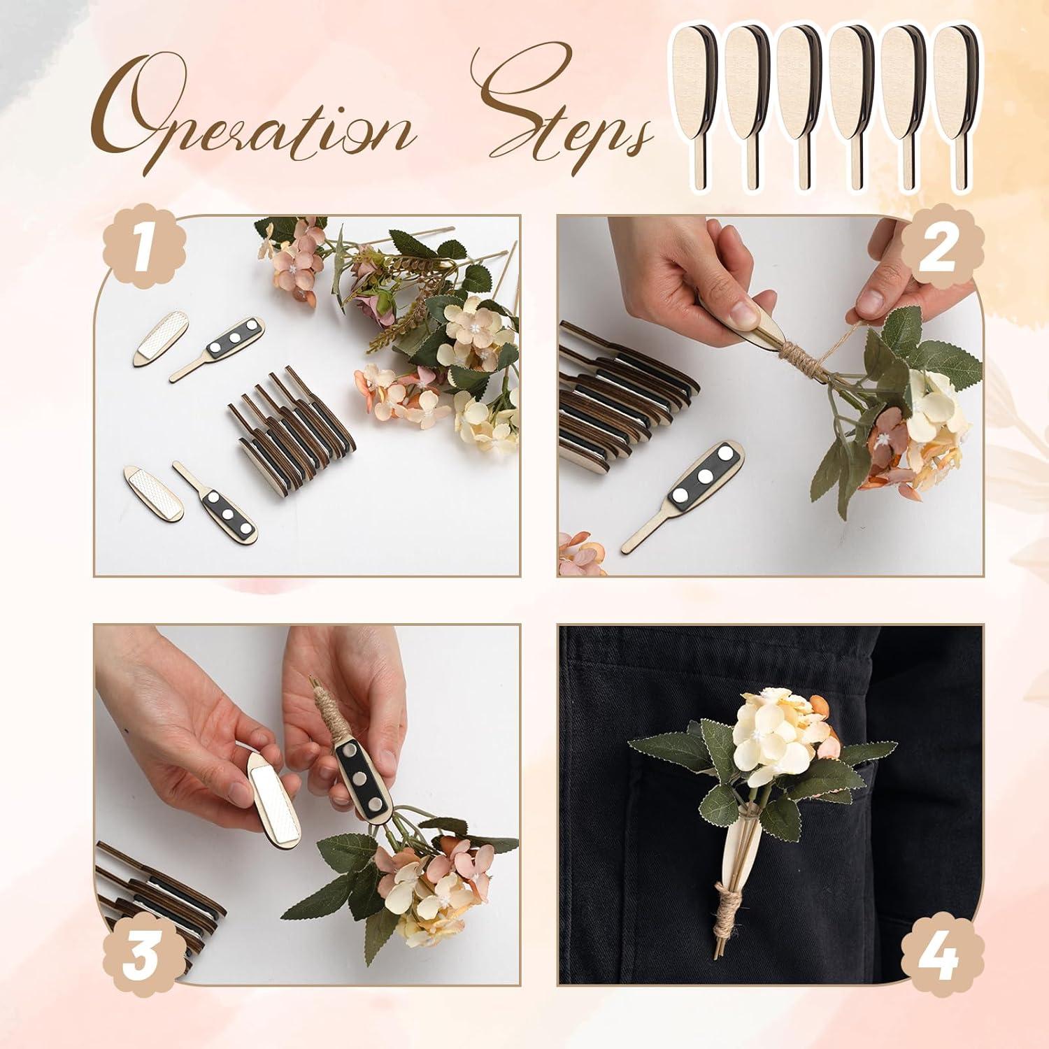 10 Pares de Imanes de Boutonniere Magnéticos de Madera