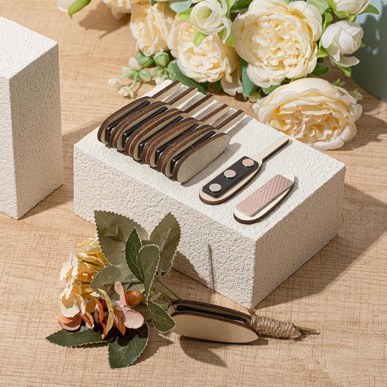 10 Pares de Imanes de Boutonniere Magnéticos de Madera