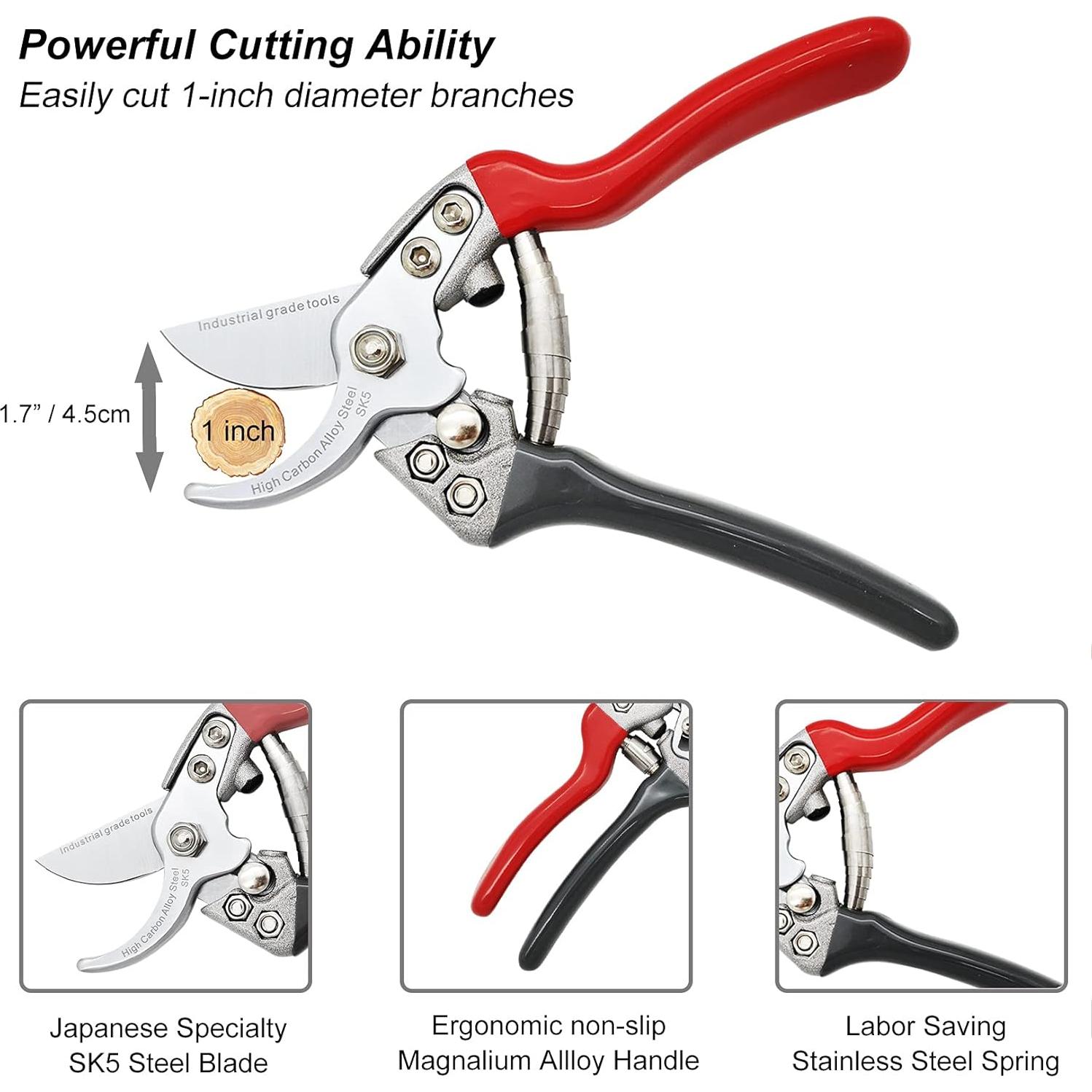 Tijeras de podar TONMA JP 19 cm Bypass Acero SK5 Ergonomicas