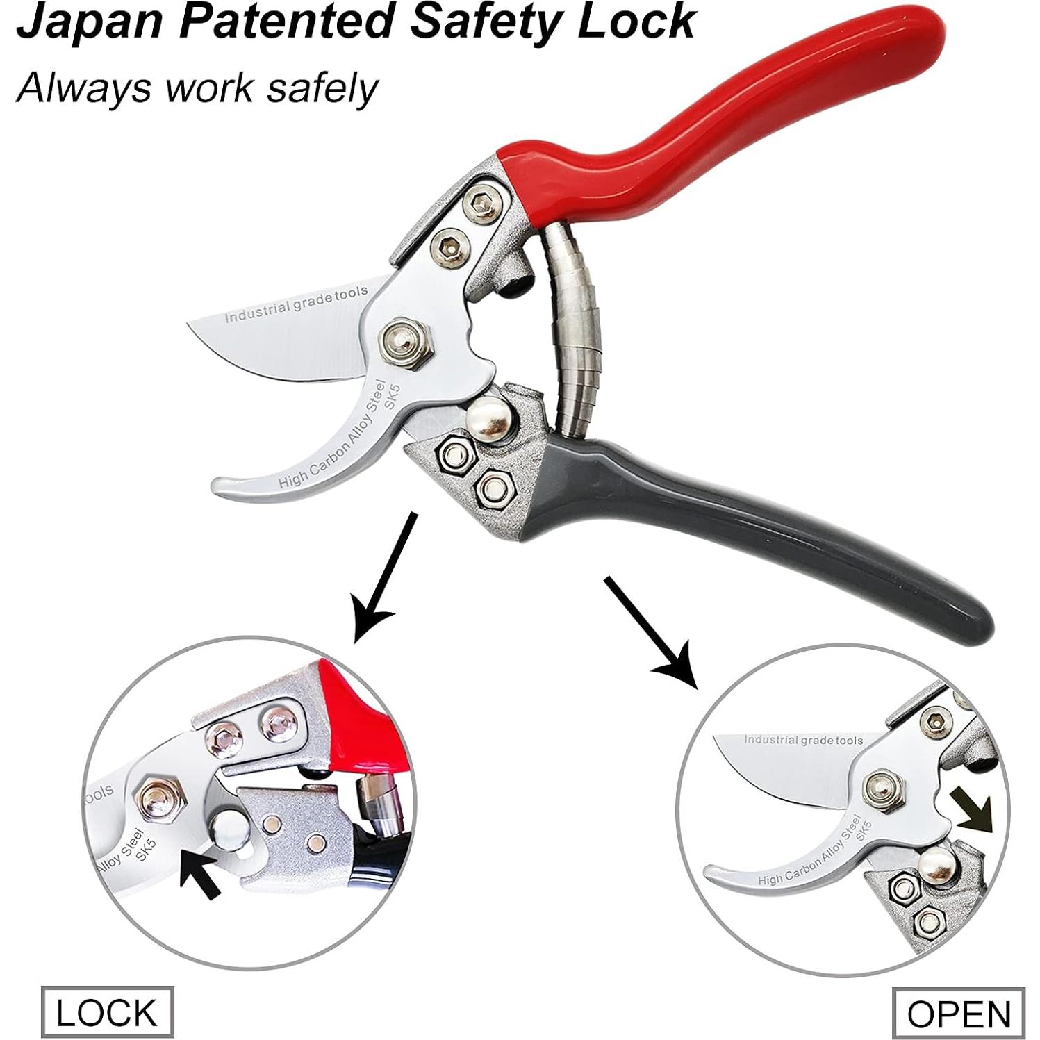 Tijeras de podar TONMA JP 19 cm Bypass Acero SK5 Ergonomicas