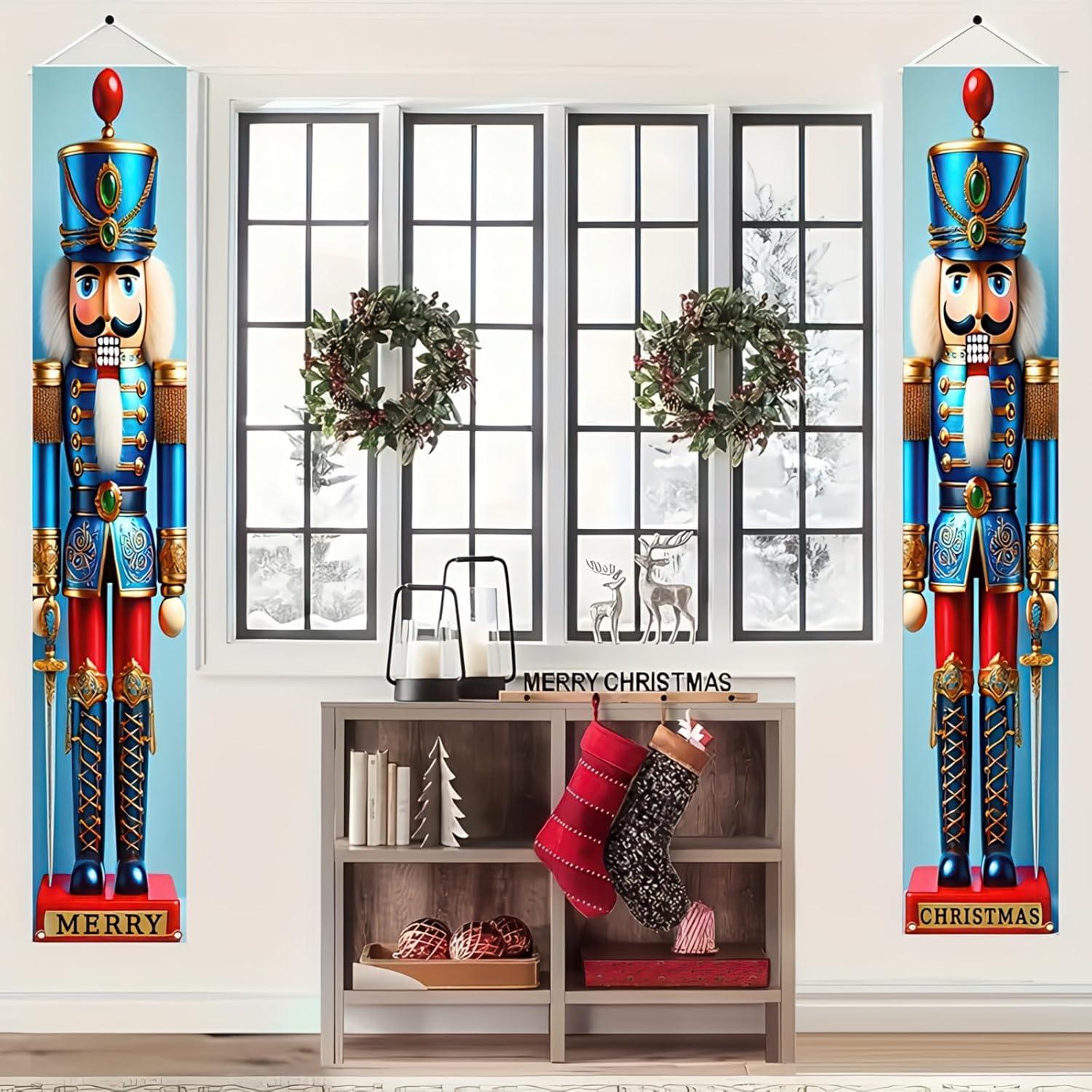 Juego de Banners de Navidad BlissYard 180x30cm Soldado de Nuez