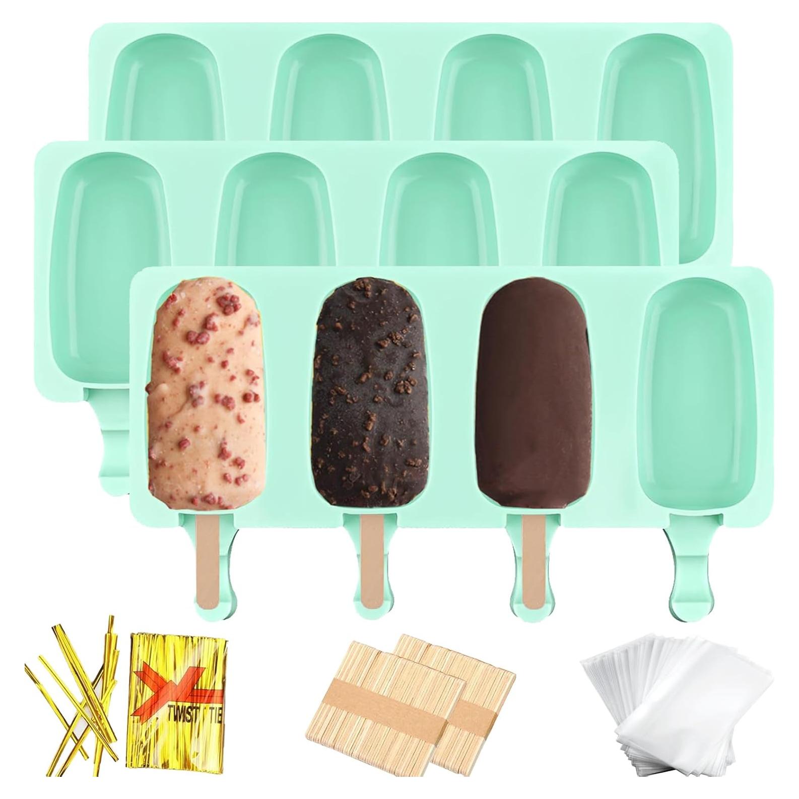 Juego de Moldes de Paletas de Silicona BZIDII 3 Piezas Verde