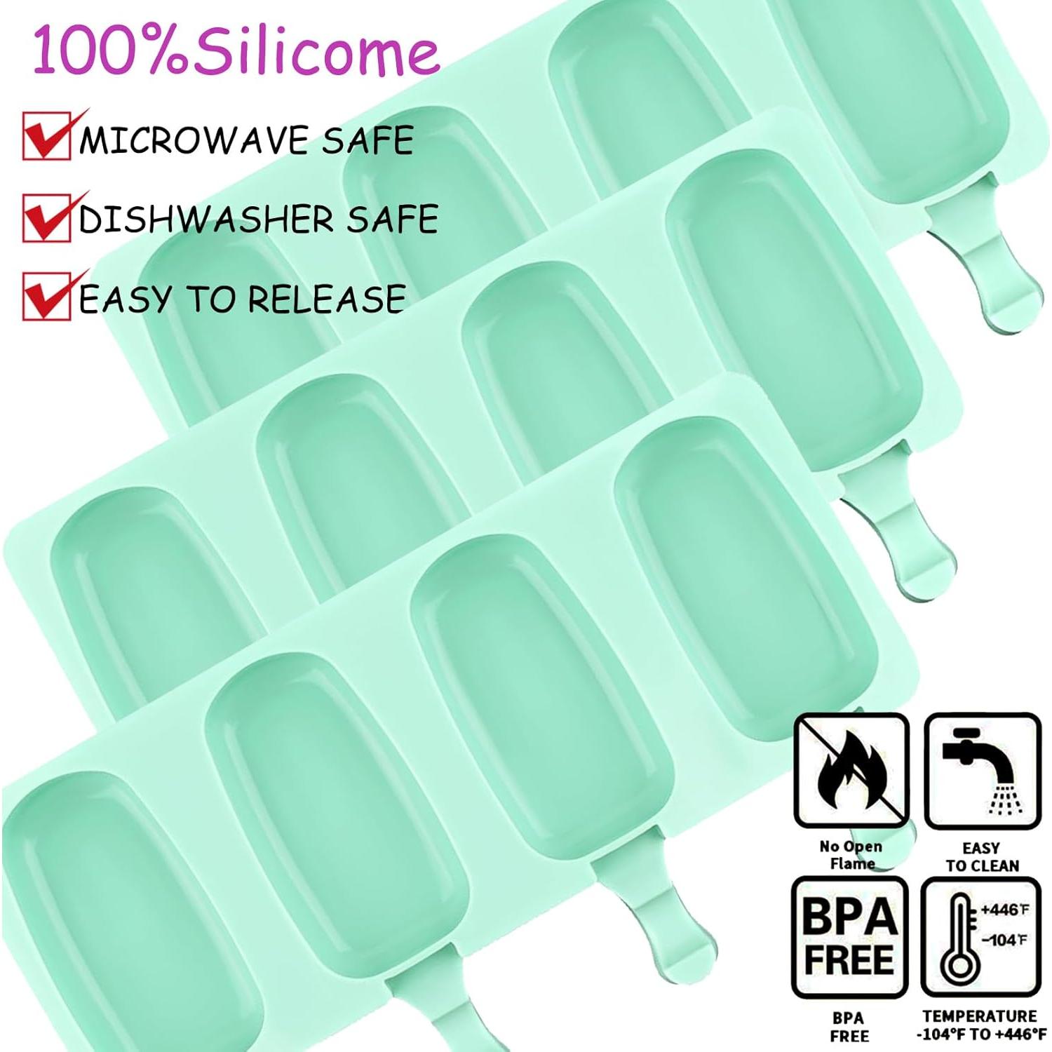 Juego de Moldes de Paletas de Silicona BZIDII 3 Piezas Verde