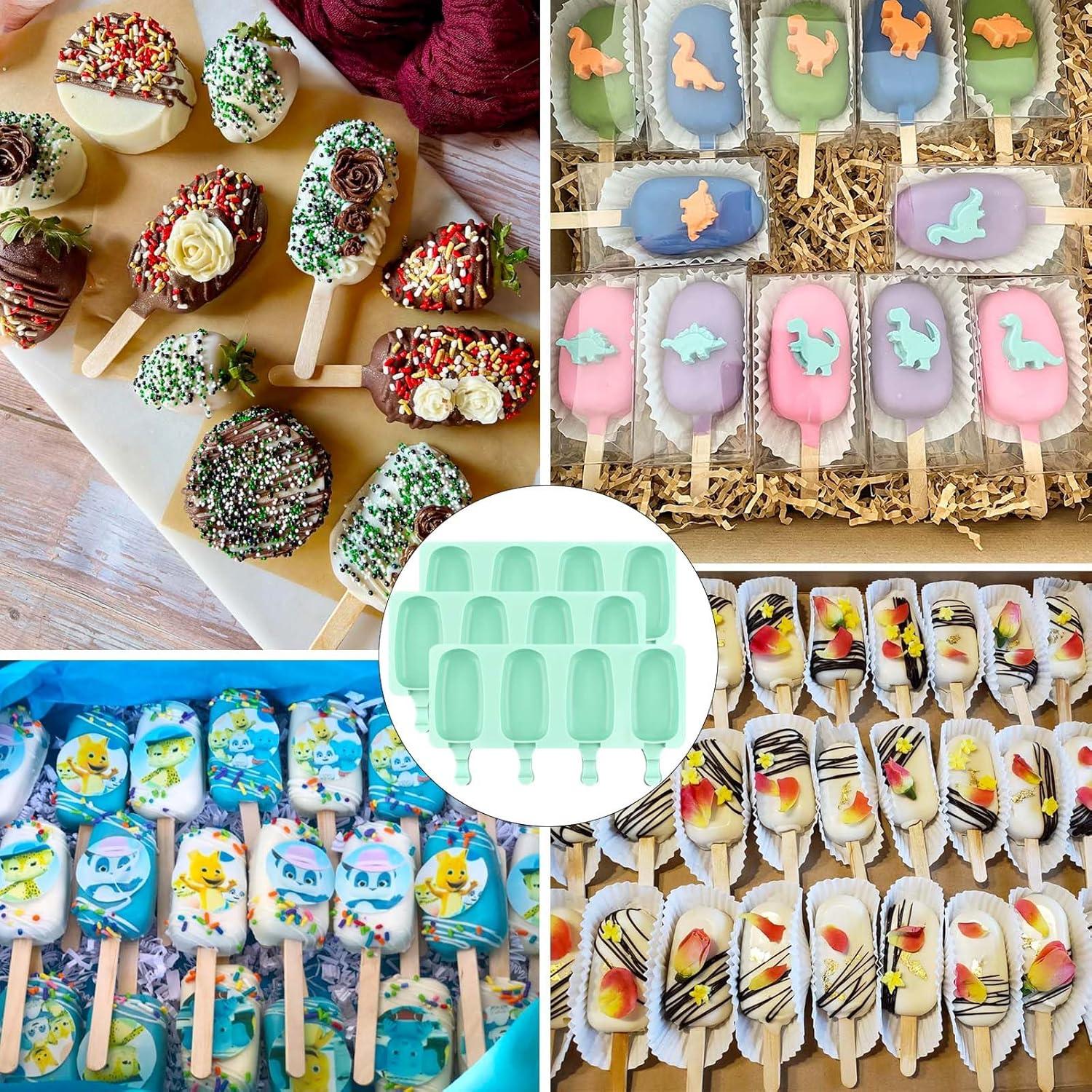 Juego de Moldes de Paletas de Silicona BZIDII 3 Piezas Verde