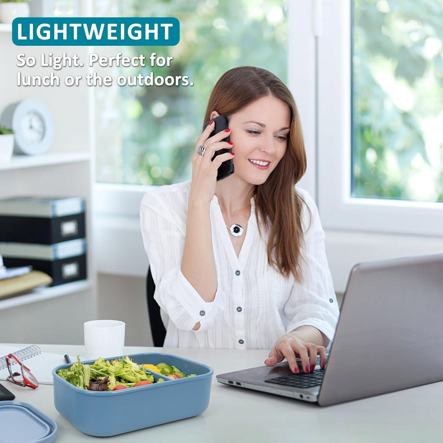 Caja Bento de Silicona Annaklin 32oz 2 Compartimentos Azul