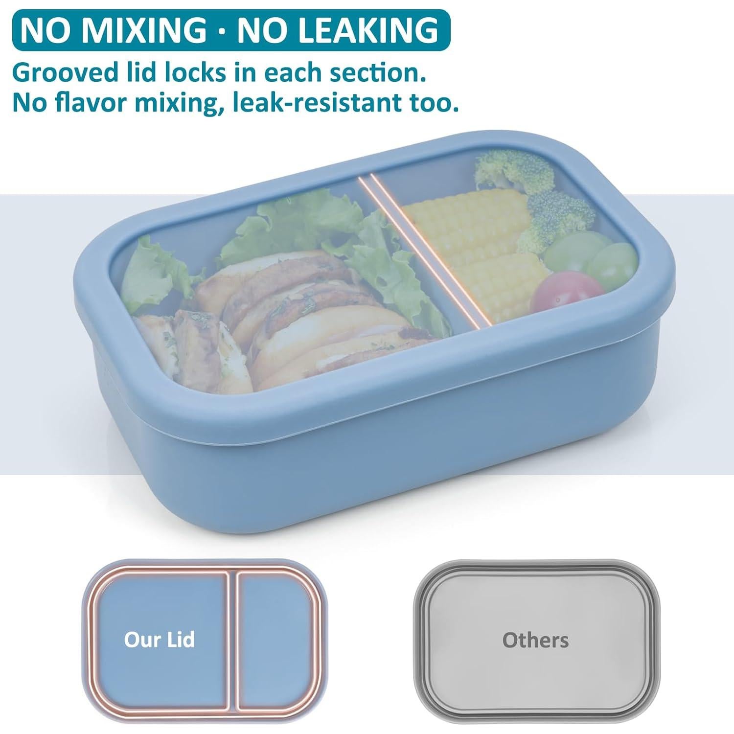 Caja Bento de Silicona Annaklin 32oz 2 Compartimentos Azul
