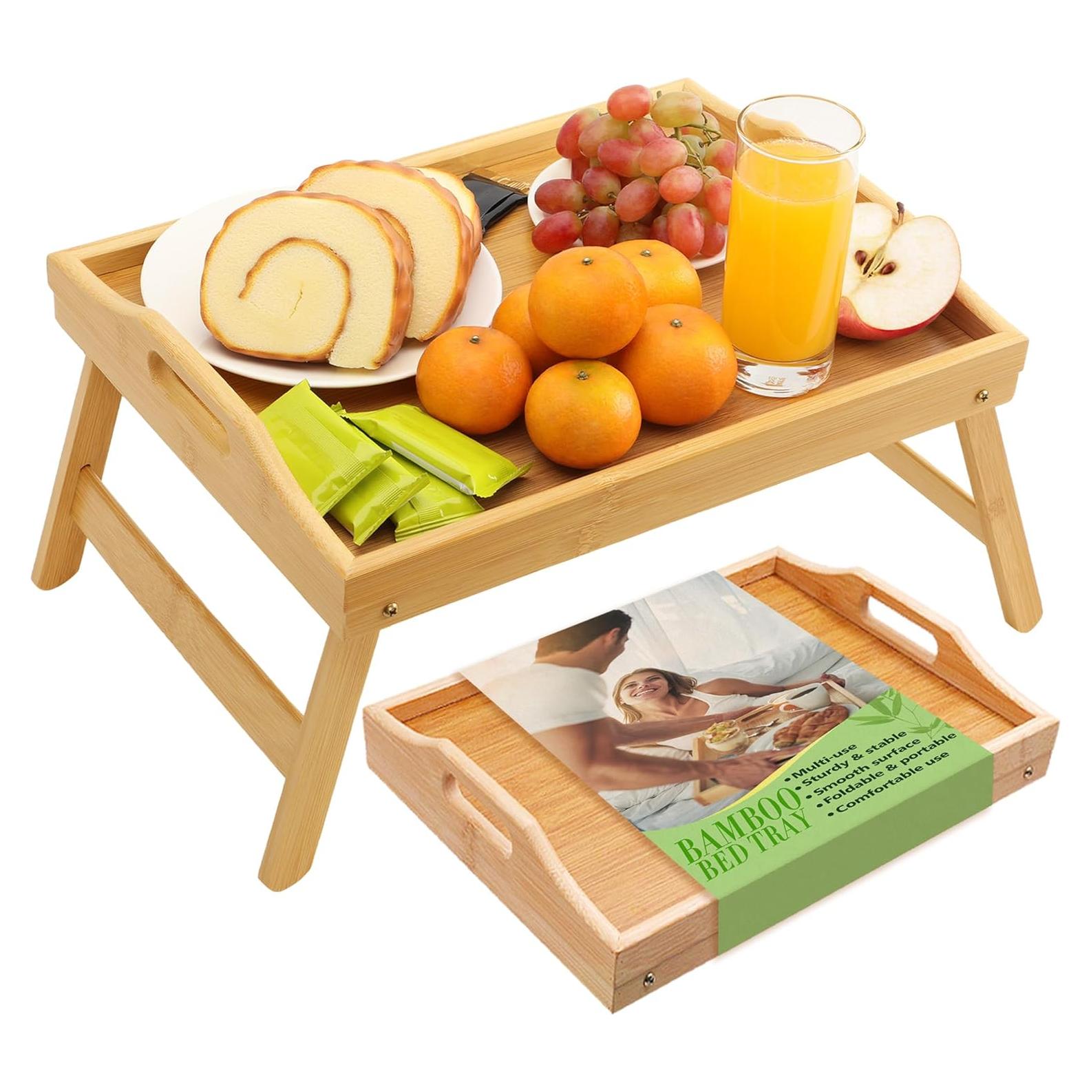 Bandeja de Cama Plegable TOPULORS de Bambú 39.9x29.9 cm