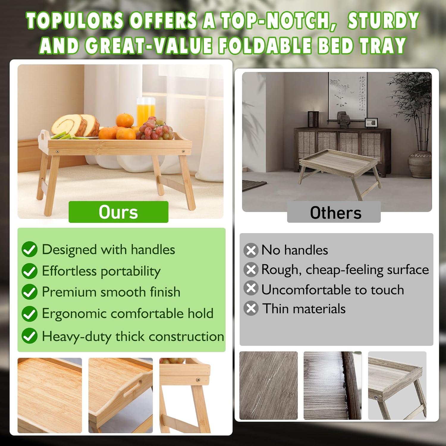 Bandeja de Cama Plegable TOPULORS de Bambú 39.9x29.9 cm