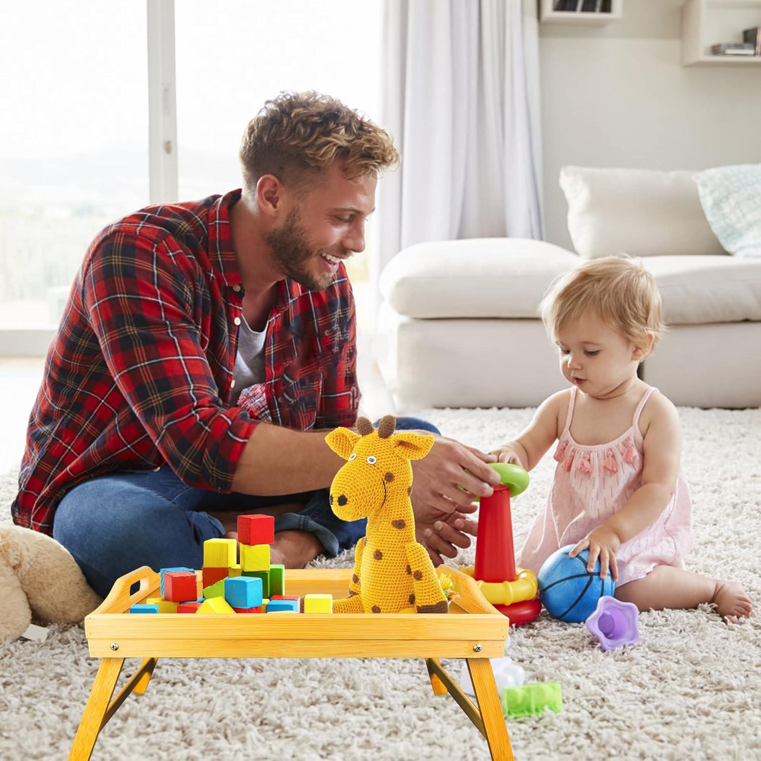 Bandeja de Cama Plegable TOPULORS de Bambú 39.9x29.9 cm