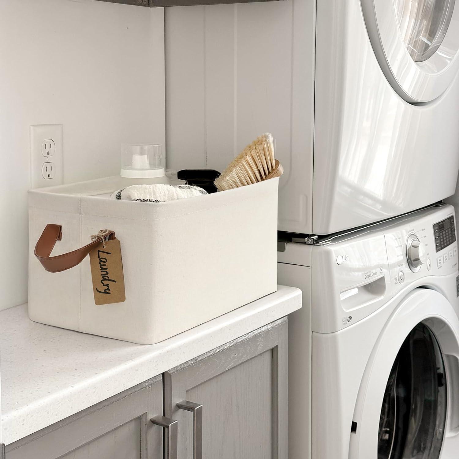 Cestas de Almacenamiento CHICVITA Plegables Beige 37.5x26x21cm - Paquete de 2