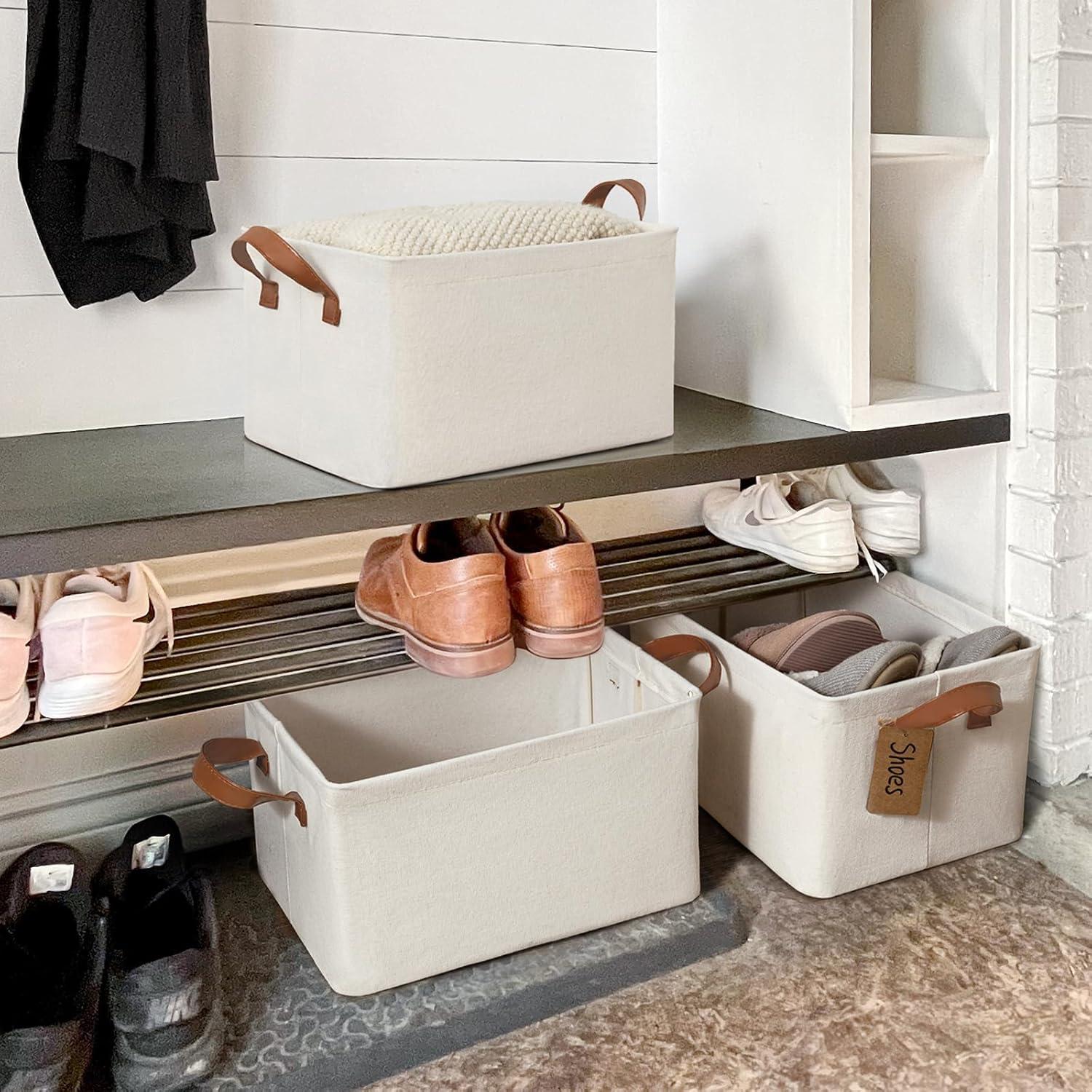 Cestas de Almacenamiento CHICVITA Plegables Beige 37.5x26x21cm - Paquete de 2