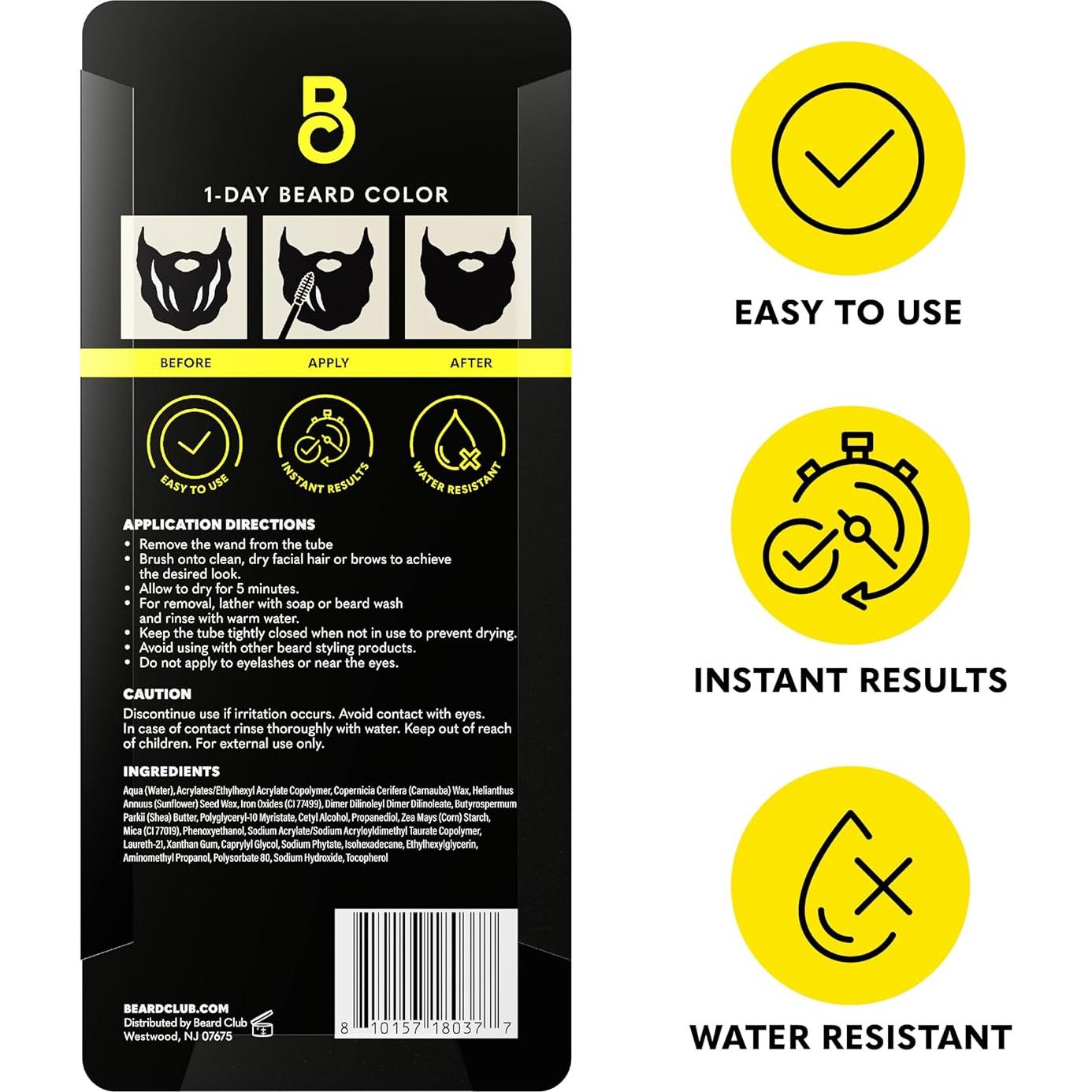 Tinte Temporal para Barba El Club de la Barba - Negro 30 Aplicaciones