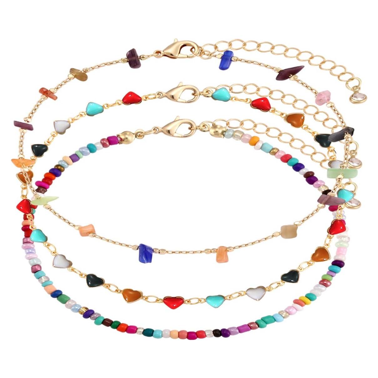 Pulsera de Tobillo Boho GLBCC - Cuentas Coloridas y Oro 18K